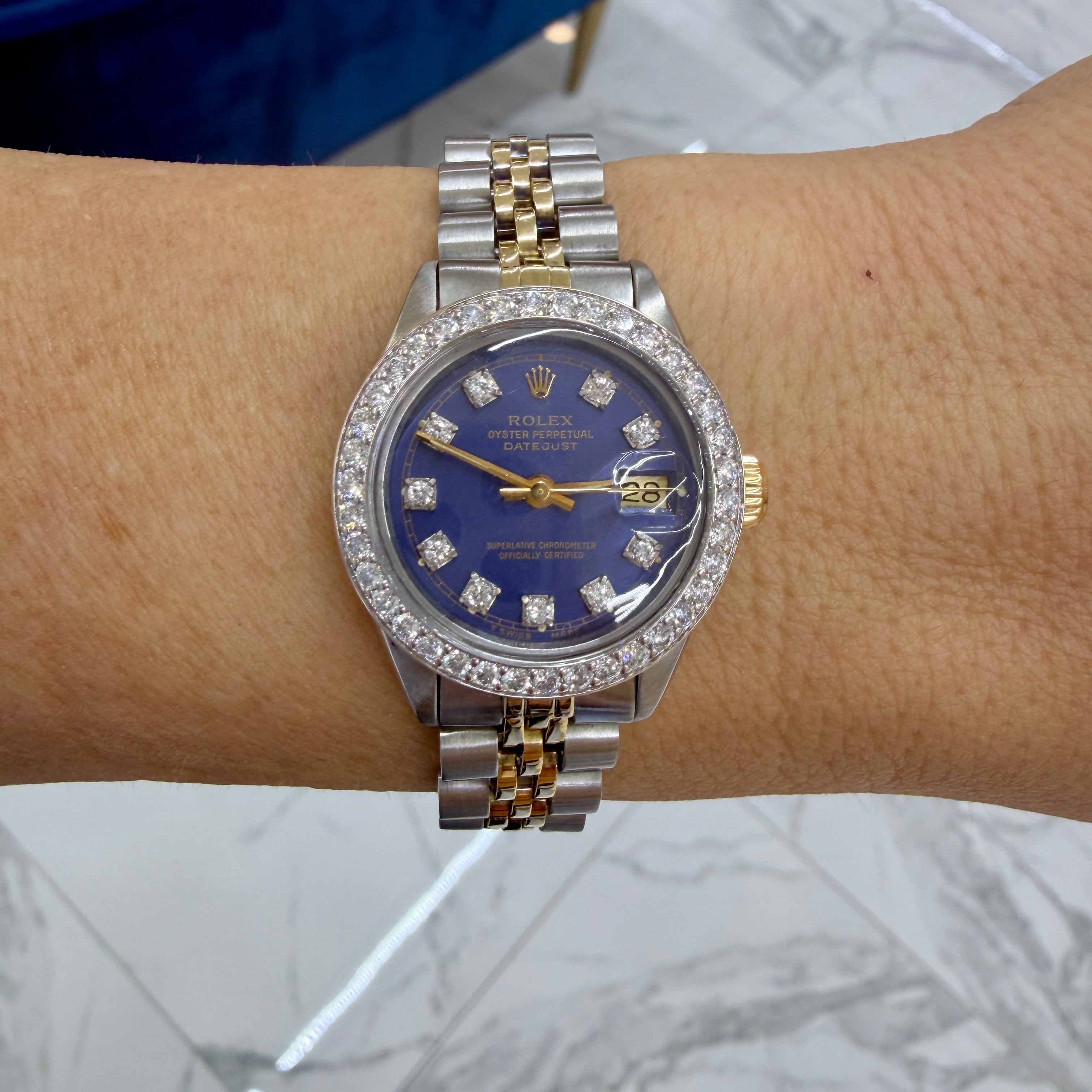 Ladies Rolex Oyster Perpetual Date 26MM 6917 Diamond Jubilee Gold Steel Watch