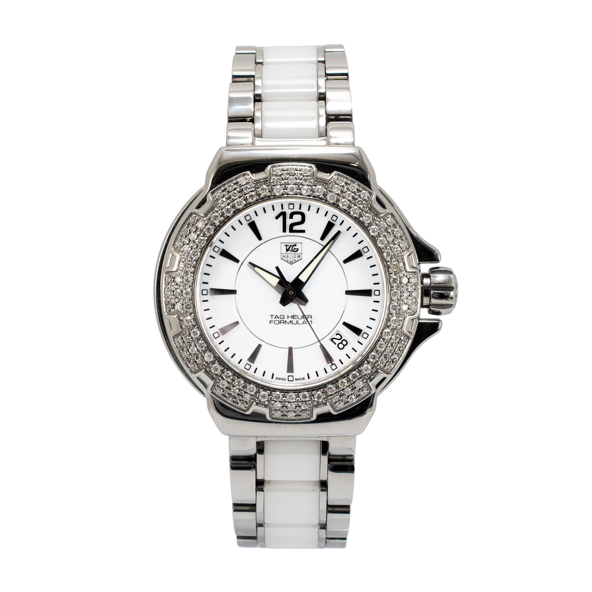 Ladies Tag Heuer Formula 1 35MM WAH1215-0 Diamond Ceramic Steel Quartz Watch