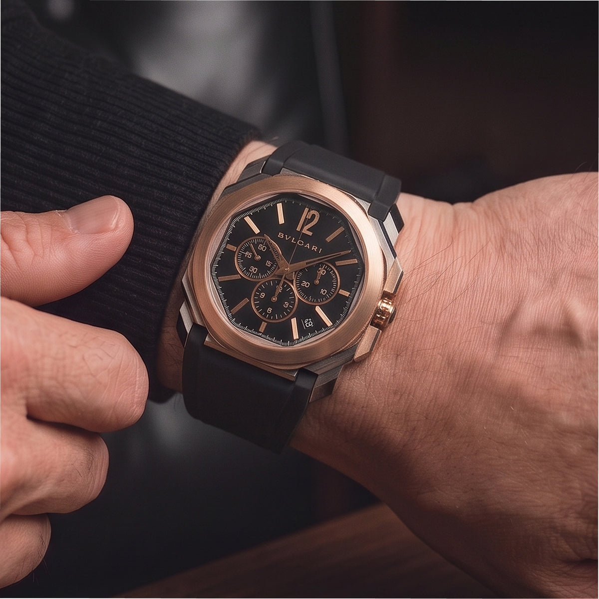 Bvlgari Octo L’Originale 41MM BGOP41SGCH Chronograph 18K Rose Gold Steel Watch
