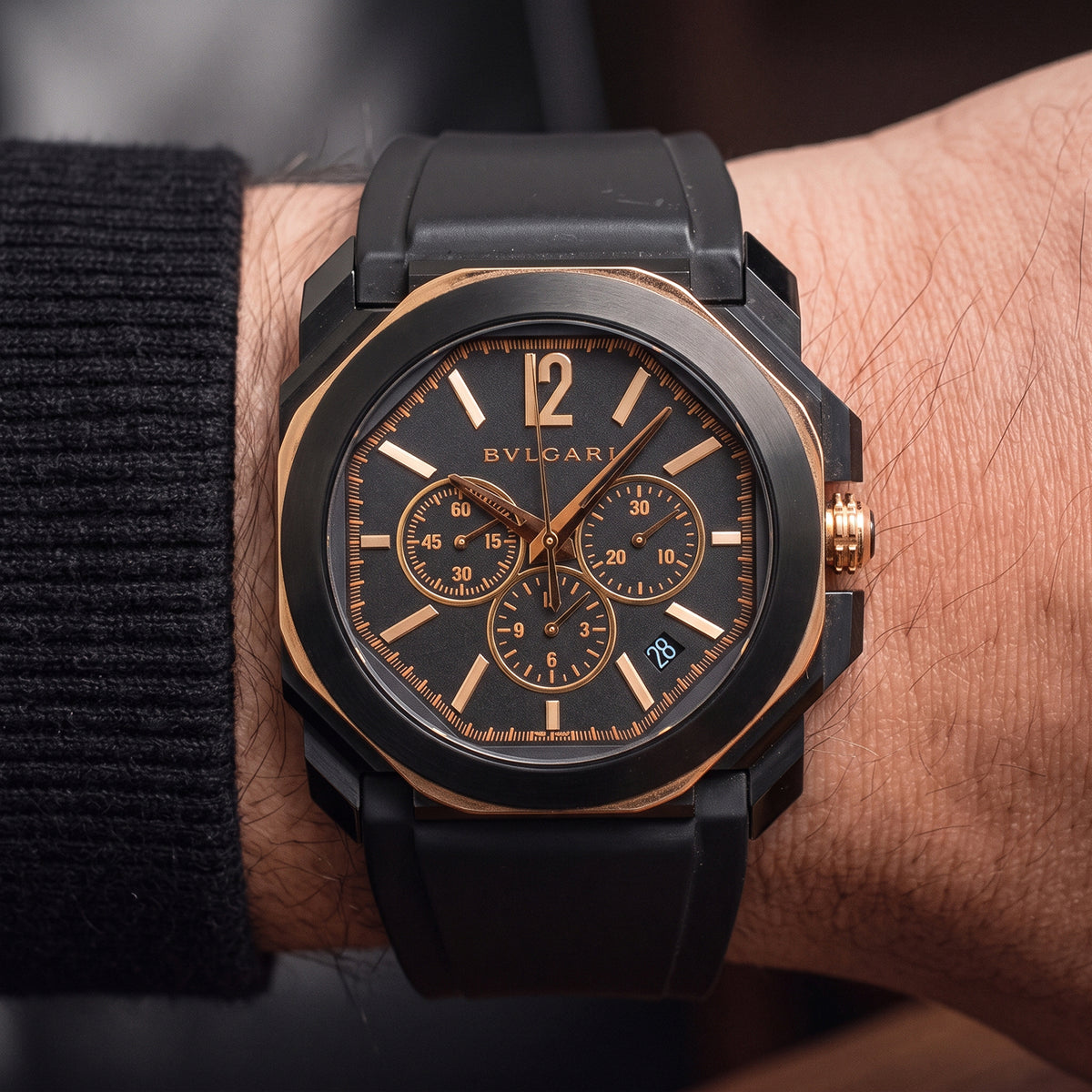 Bvlgari Octo L’Originale 41MM BGOP41SGCH Chronograph 18K Rose Gold Steel Watch