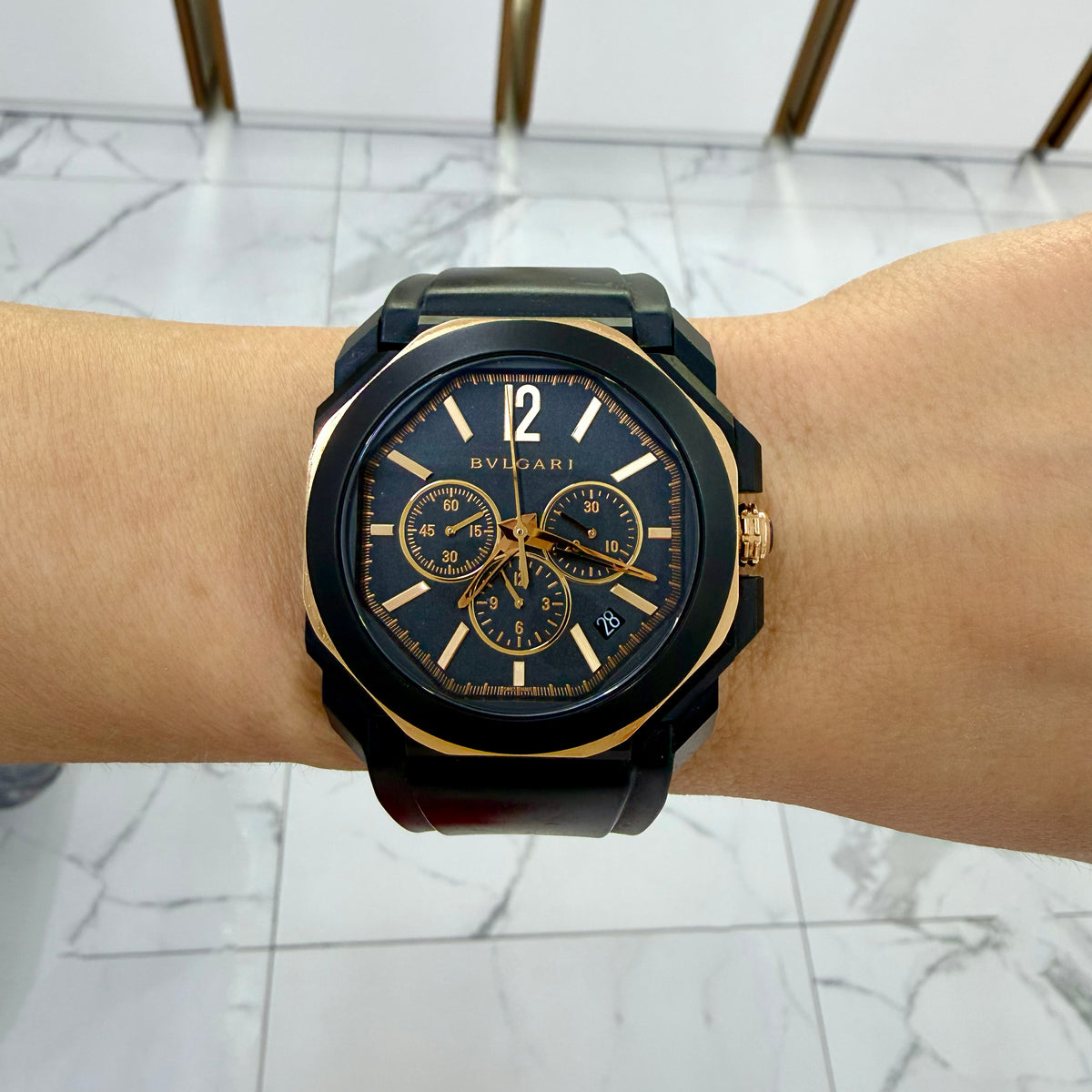 Bvlgari Octo L’Originale 41MM BGOP41SGCH Chronograph 18K Rose Gold Steel Watch