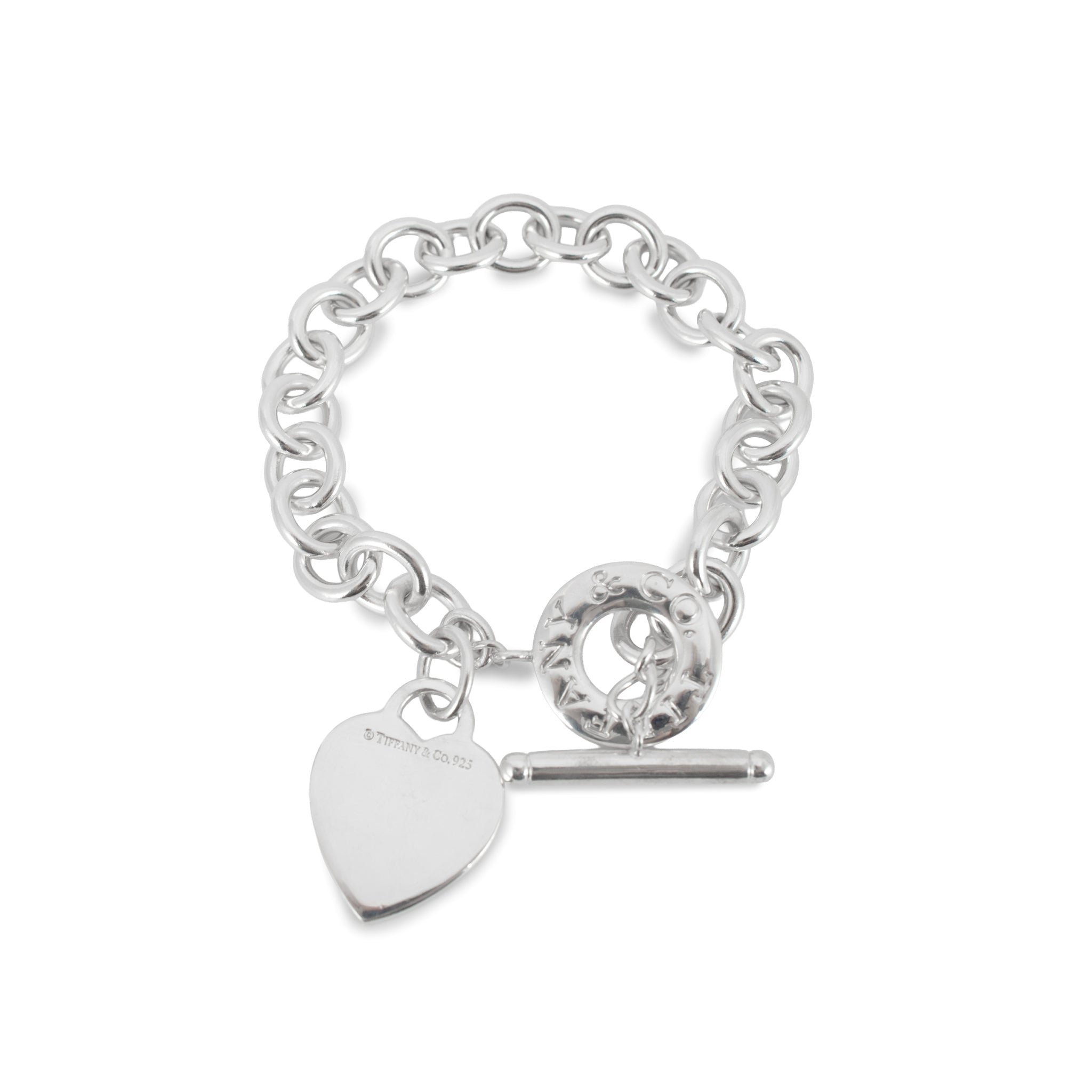 Tiffany & Co. Heart Tag Toggle 925 Sterling Silver Charm Link Bracelet