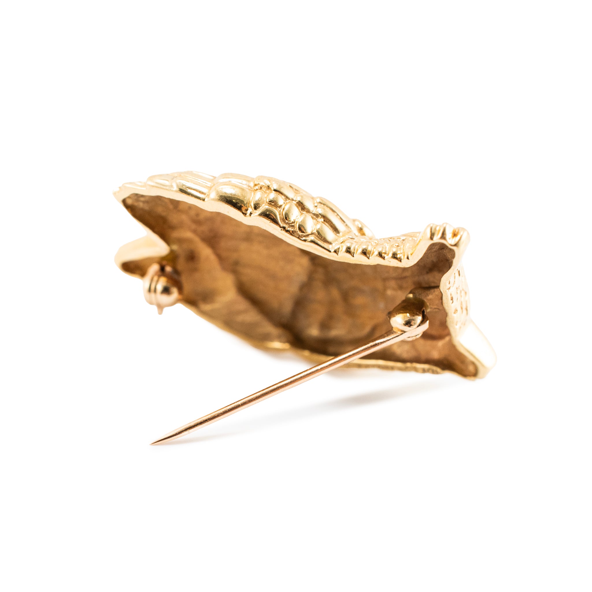 Vintage Tiffany & Co. 14K Yellow Gold Textured Owl PIN Brooch