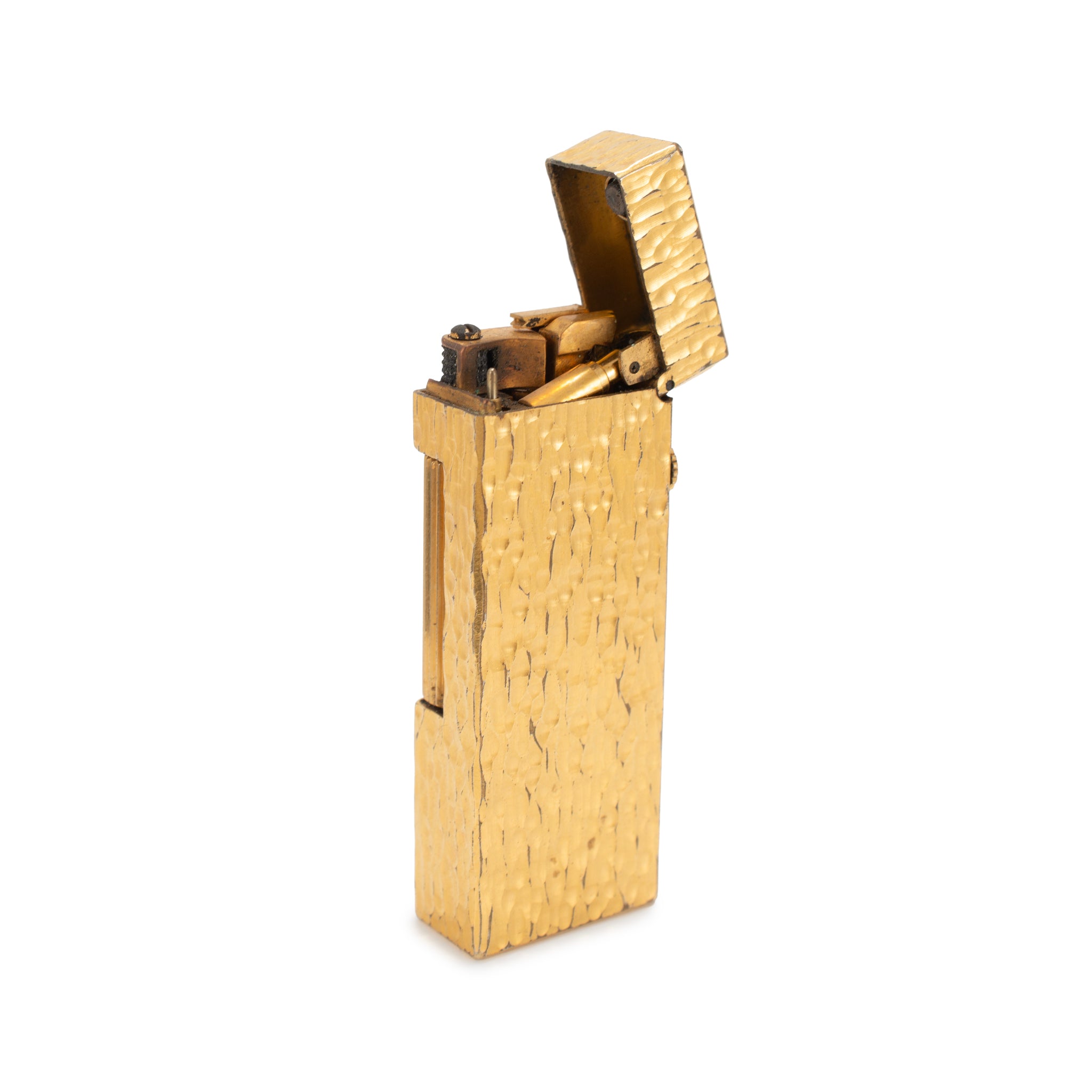 Vintage Dunhill Rollagas Swiss Made Gold Plated Bark Finish Lighter