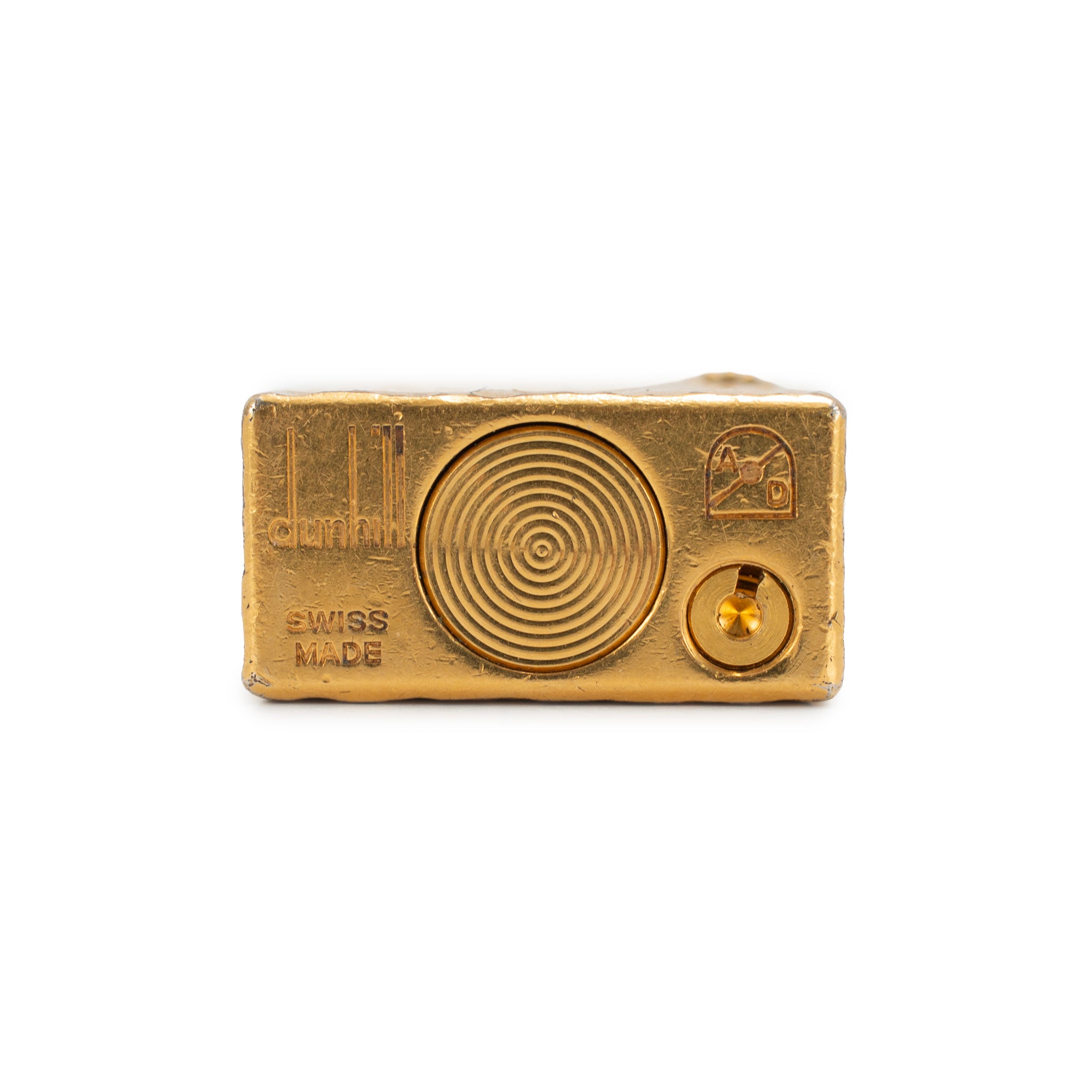 Vintage Dunhill Rollagas Swiss Made Gold Plated Bark Finish Lighter