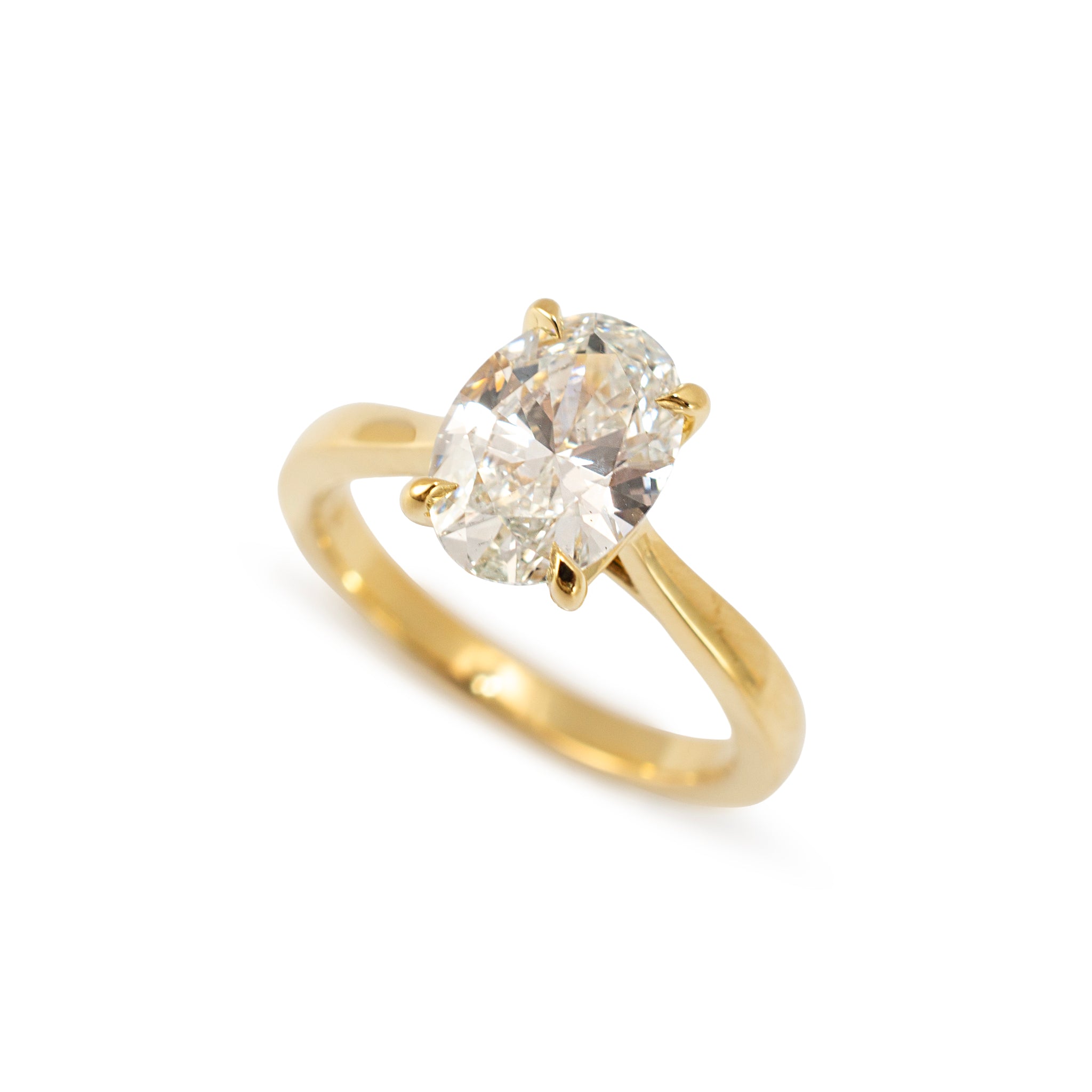 18K Yellow Gold 2.04ct Igi Oval Lab Grown Diamond Solitaire Engagement Ring