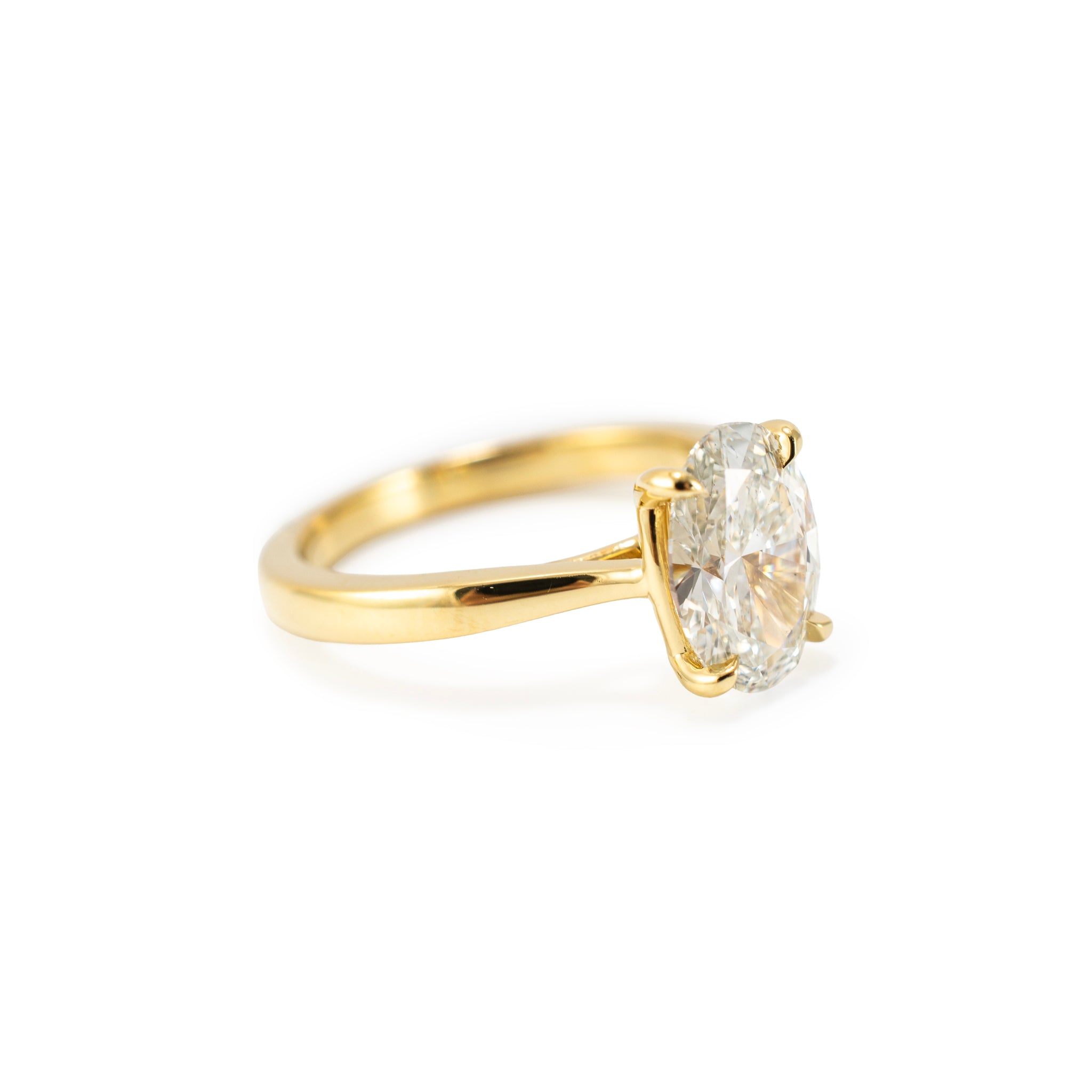 18K Yellow Gold 2.04ct Igi Oval Lab Grown Diamond Solitaire Engagement Ring