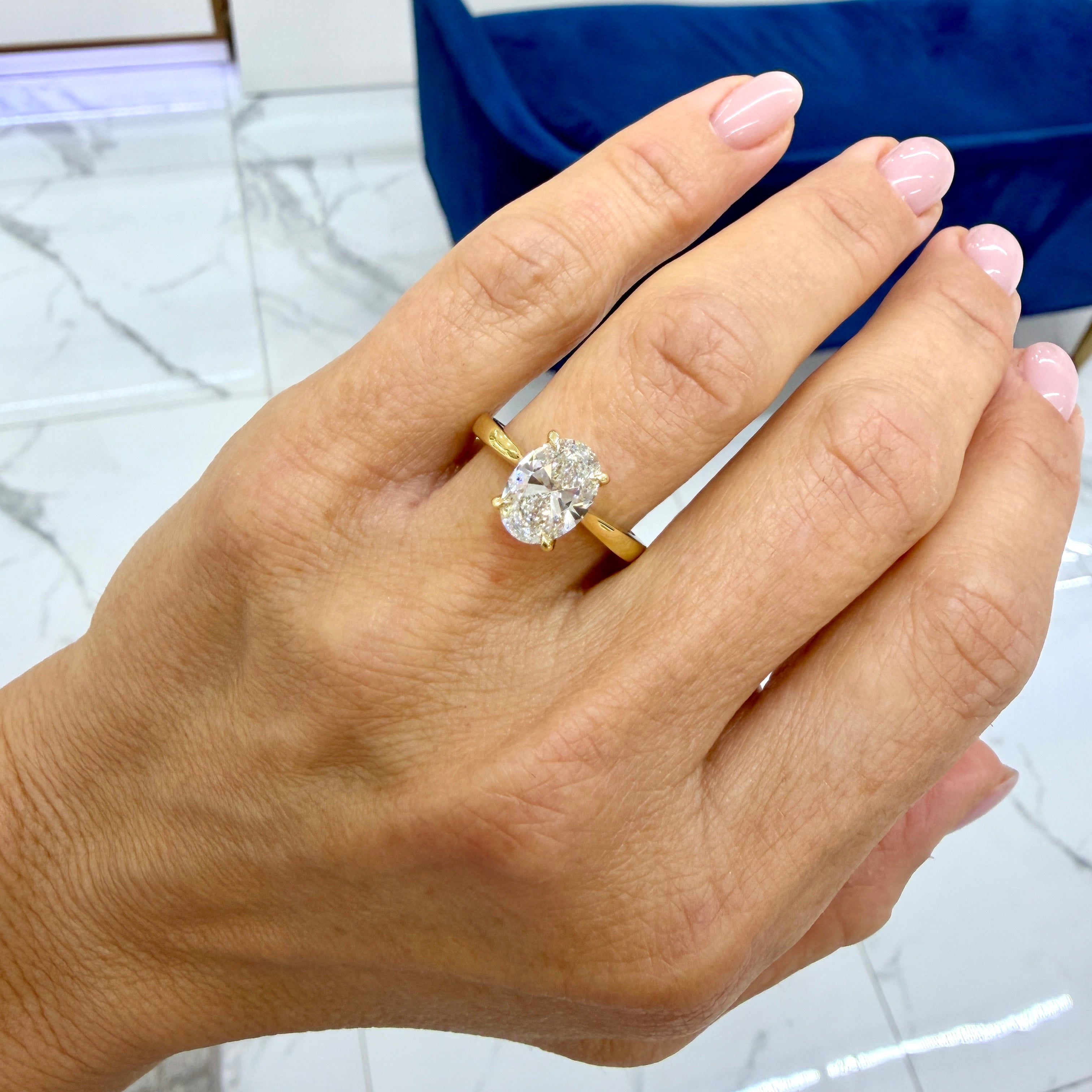 18K Yellow Gold 2.04ct Igi Oval Lab Grown Diamond Solitaire Engagement Ring