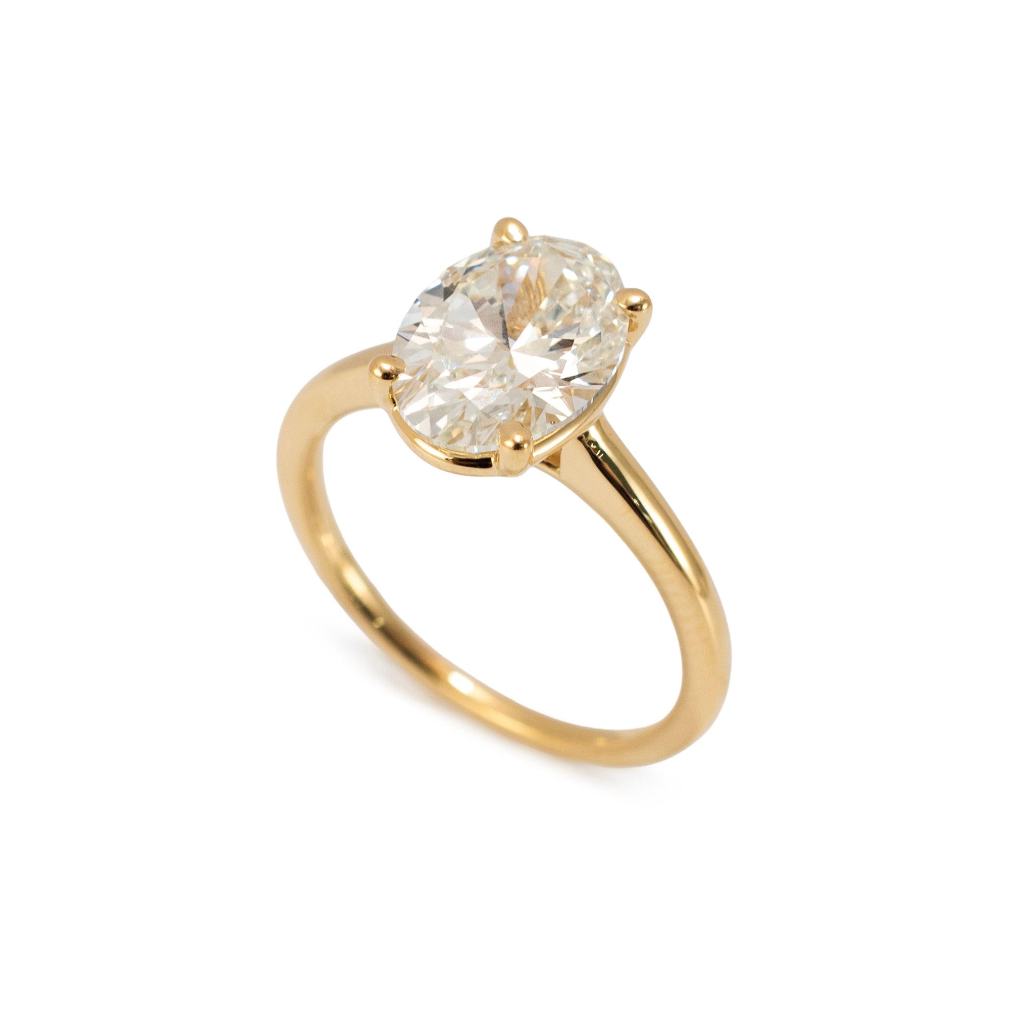 14K Yellow Gold 3.01ct Igi Oval Cut Lab Grown Diamond Solitaire Engagement Ring