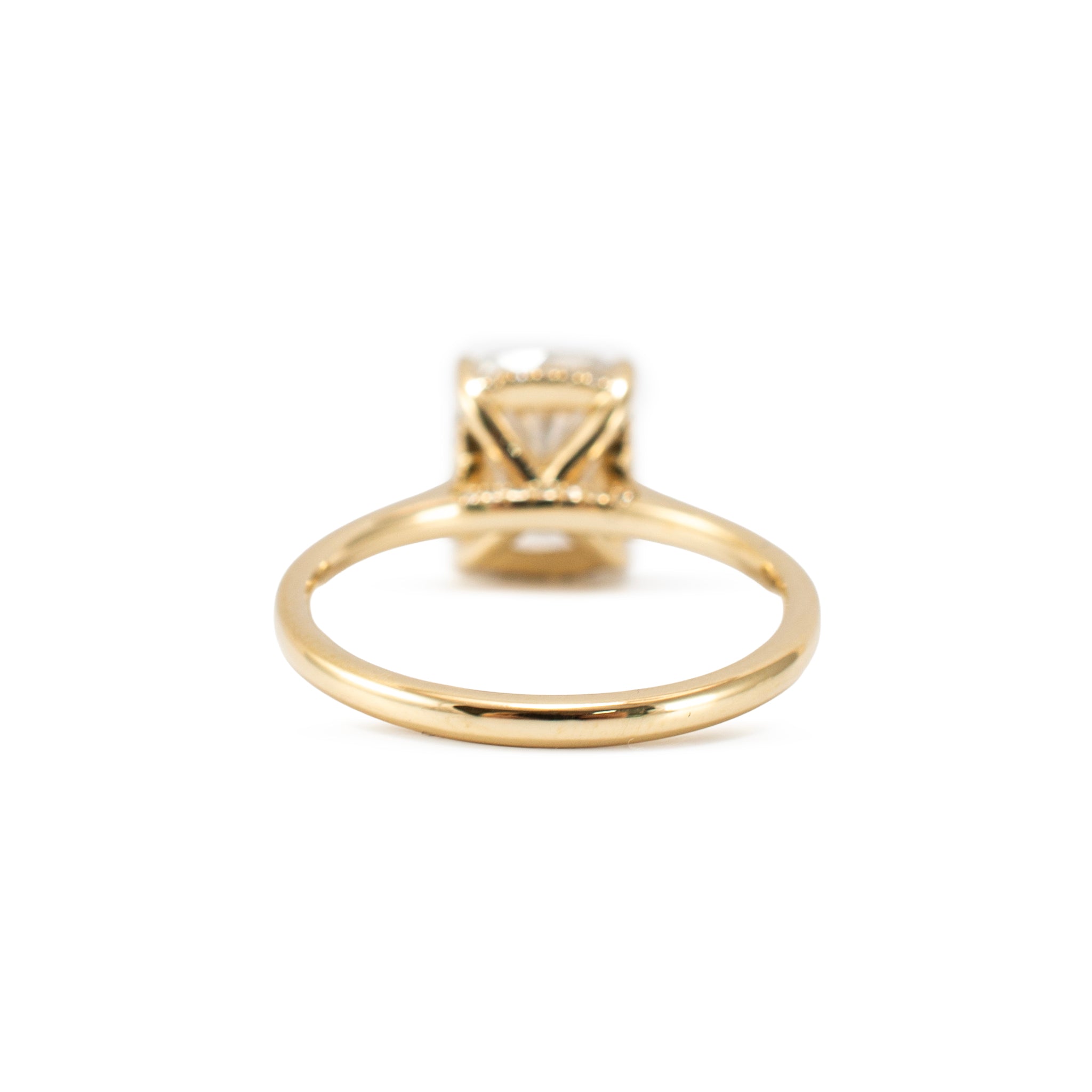 14K Yellow Gold 2.86ct Cushion Cut Lab Grown Diamond Hidden Halo Engagement Ring