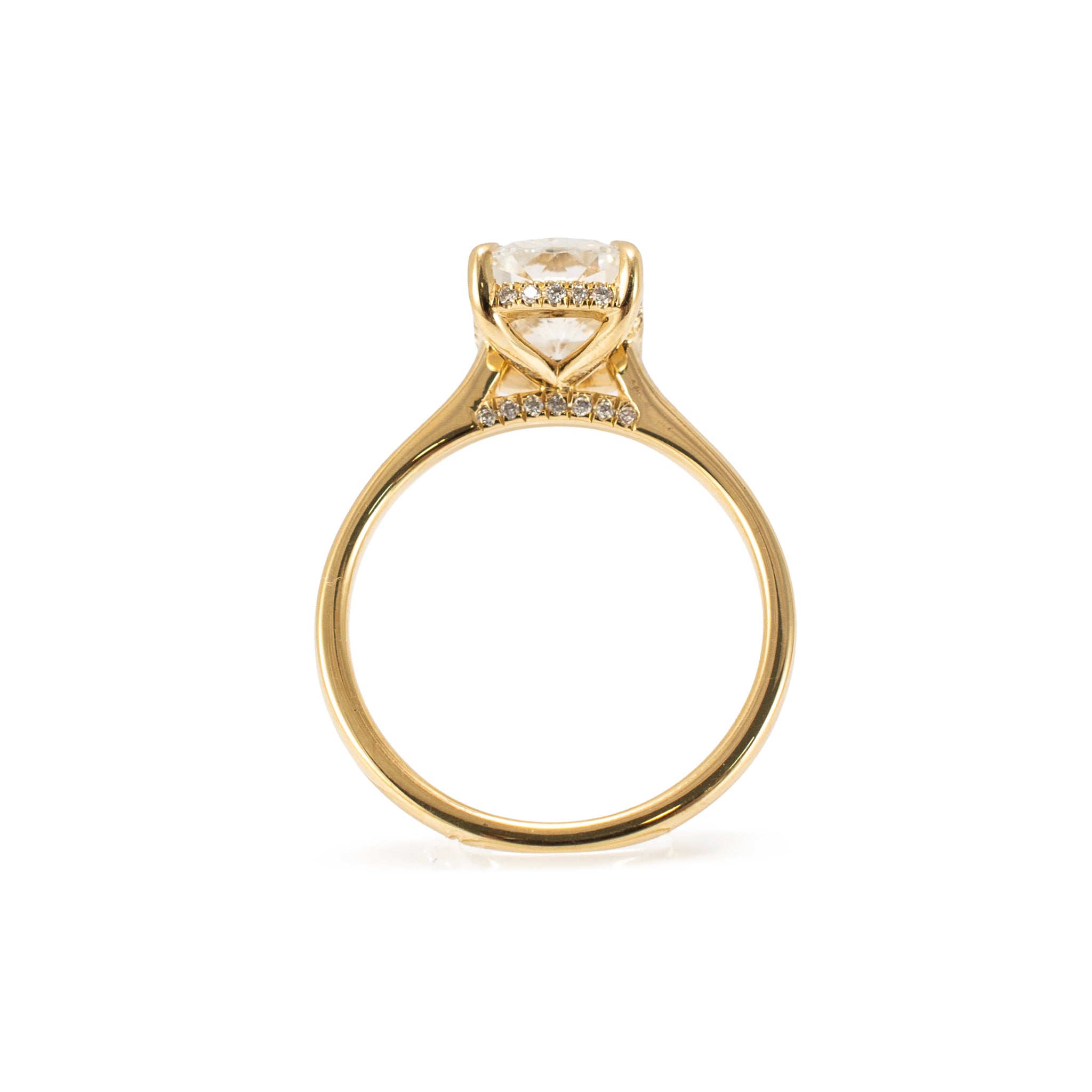 14K Yellow Gold 2.86ct Cushion Cut Lab Grown Diamond Hidden Halo Engagement Ring