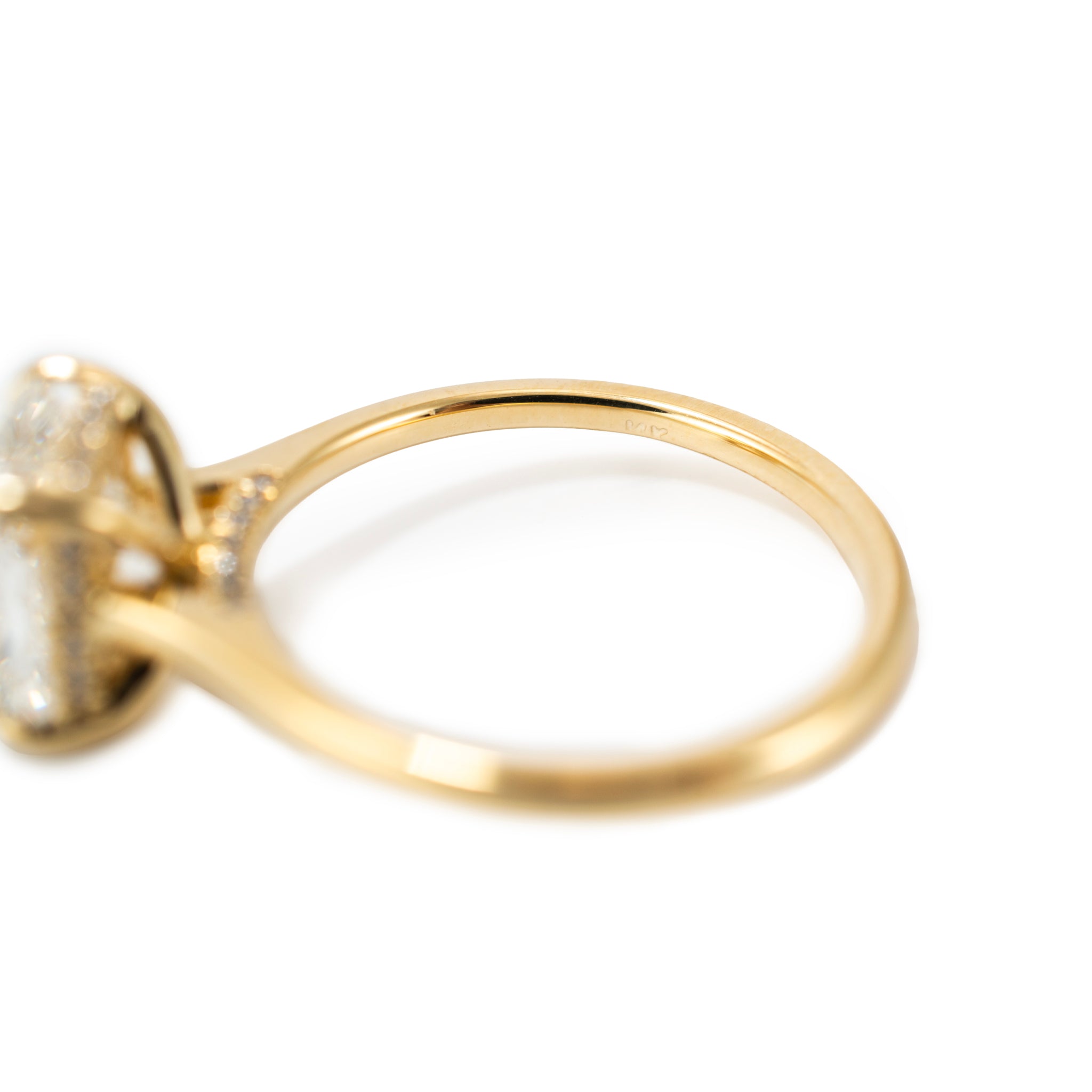 14K Yellow Gold 2.86ct Cushion Cut Lab Grown Diamond Hidden Halo Engagement Ring