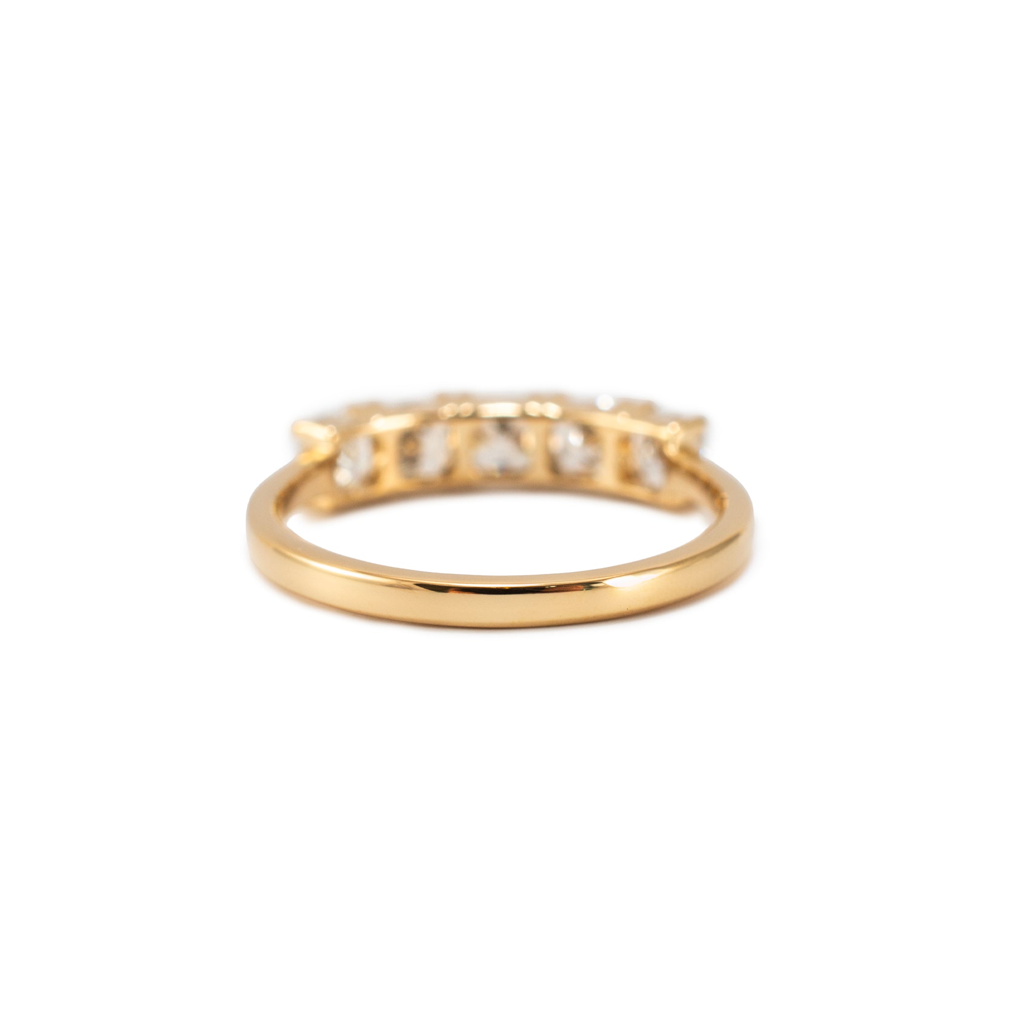 18K Yellow Gold 1.26ct Cushion Lab Grown Diamond Shared Prong Wedding Band Ring