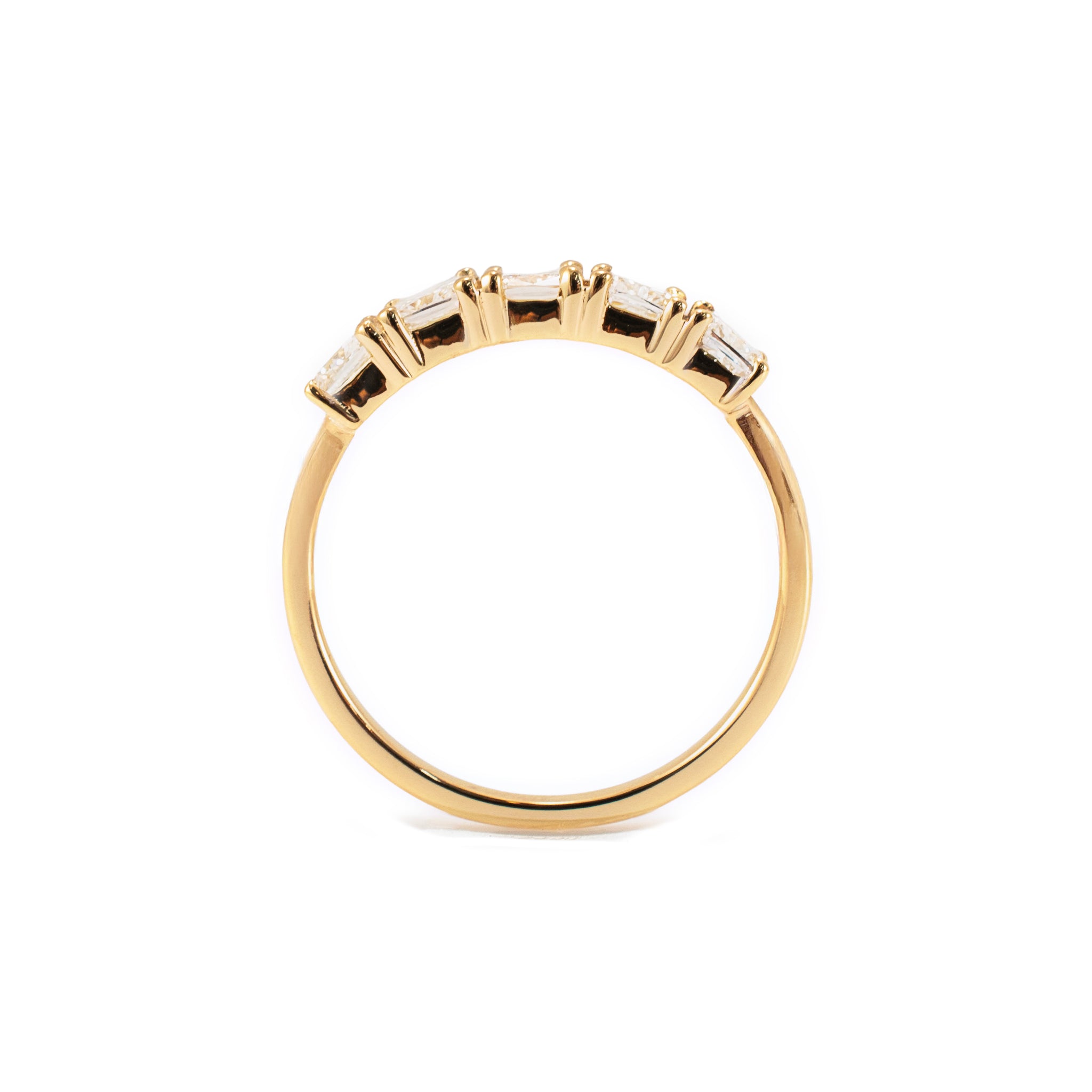 18K Yellow Gold 1.26ct Cushion Lab Grown Diamond Shared Prong Wedding Band Ring
