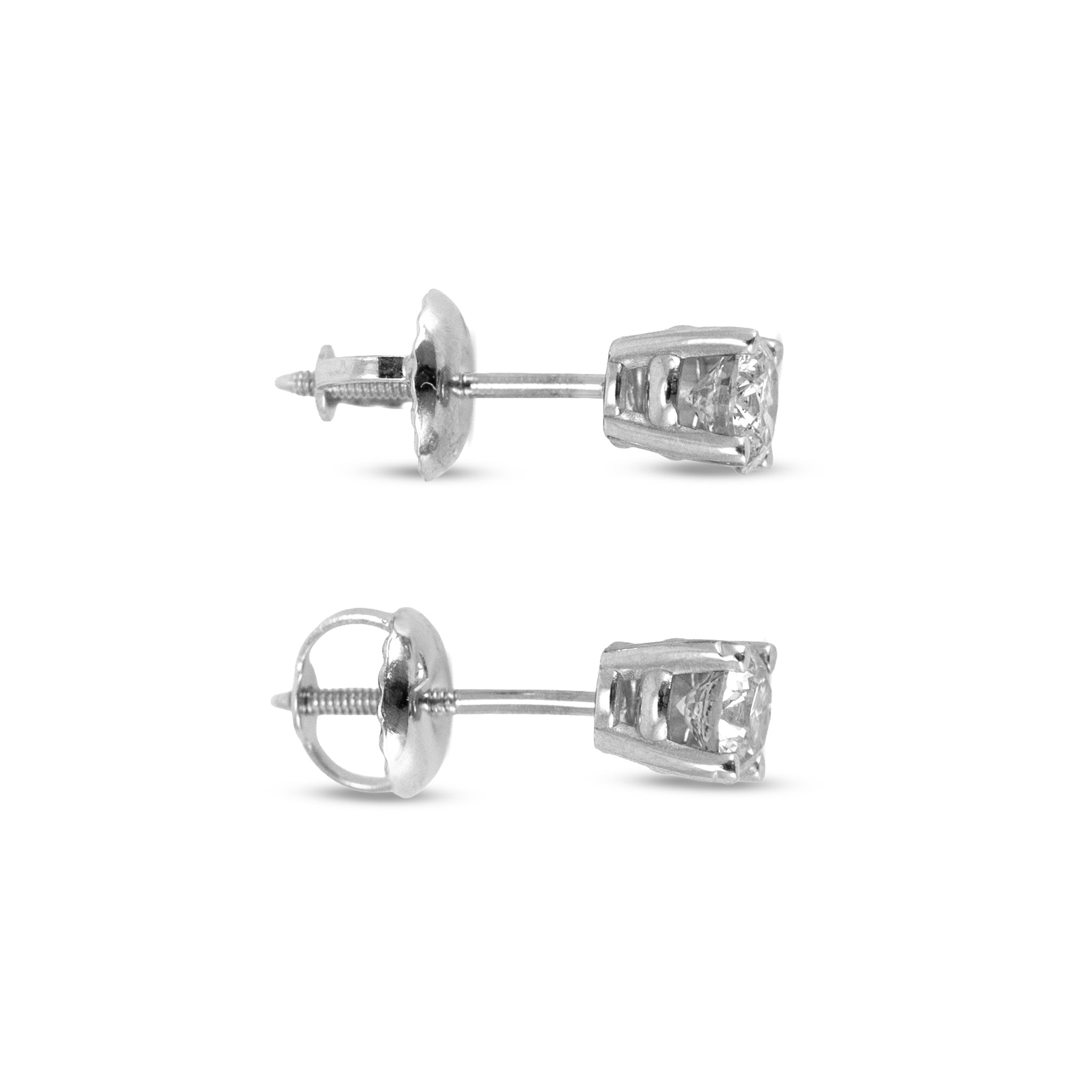 Unisex 14K White Gold 0.44ctw Round Diamond Screw Back Petite Stud Earrings