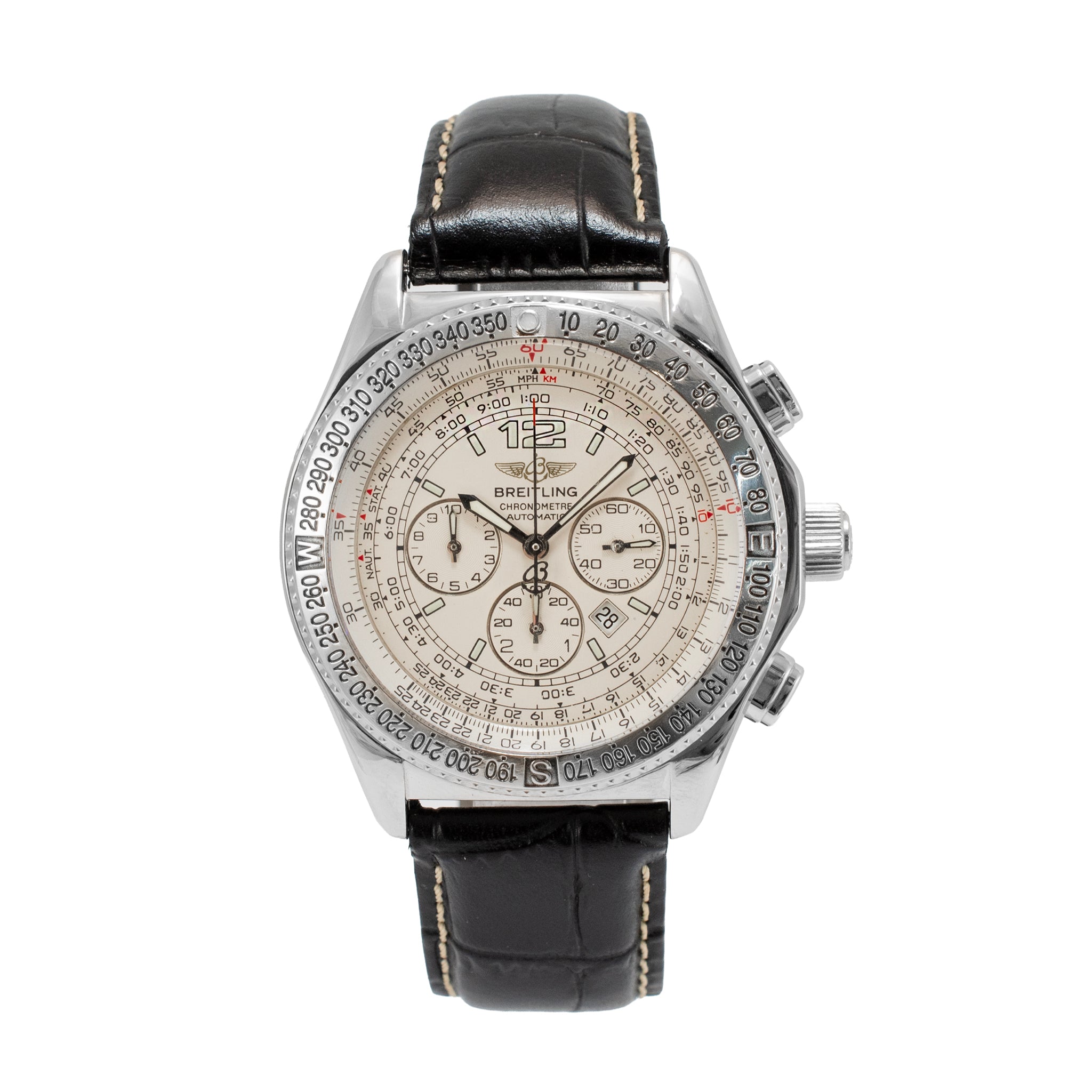 Breitling B-Two 44MM A42362 White Dial Chronograph Steel Watch