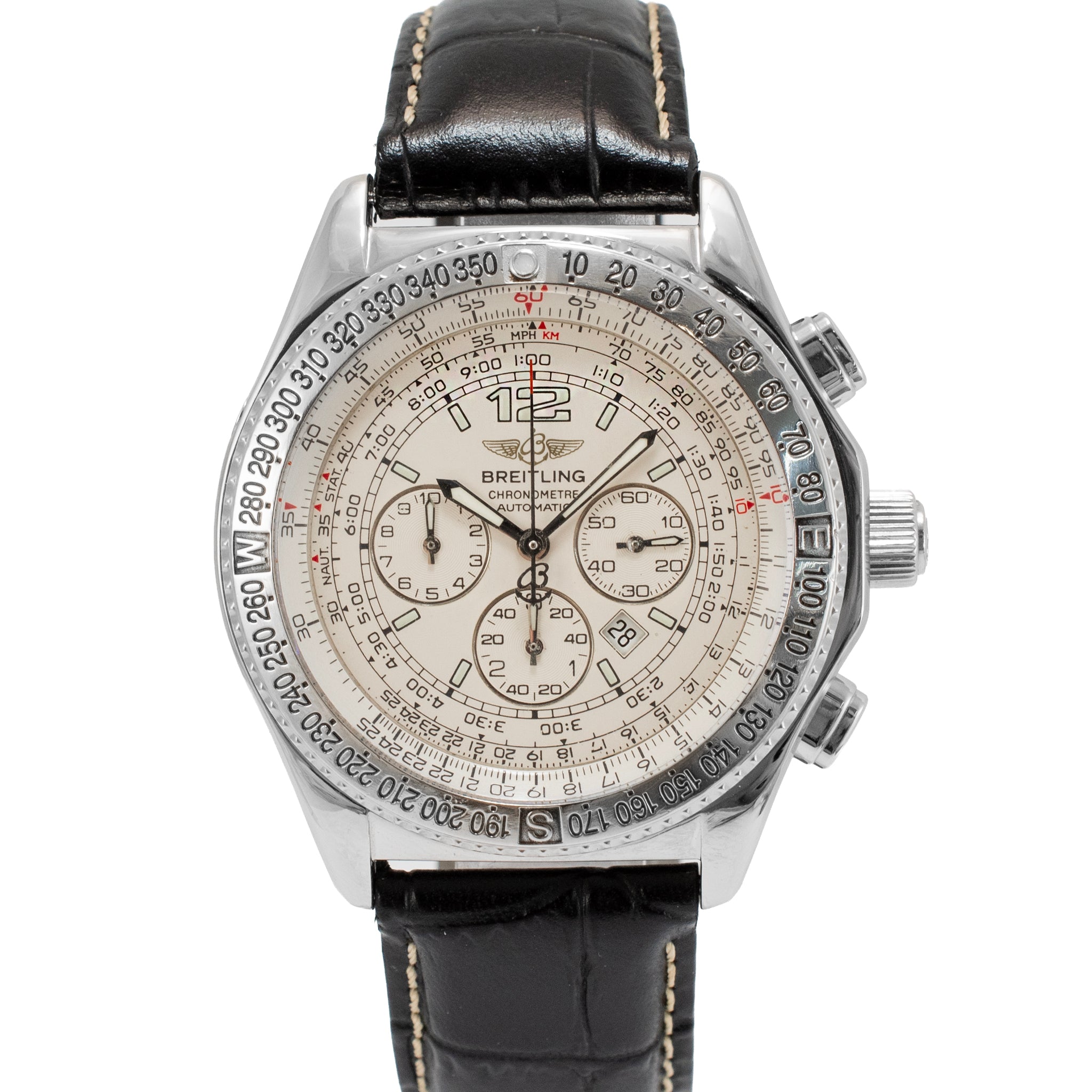 Breitling B-Two 44MM A42362 White Dial Chronograph Steel Watch
