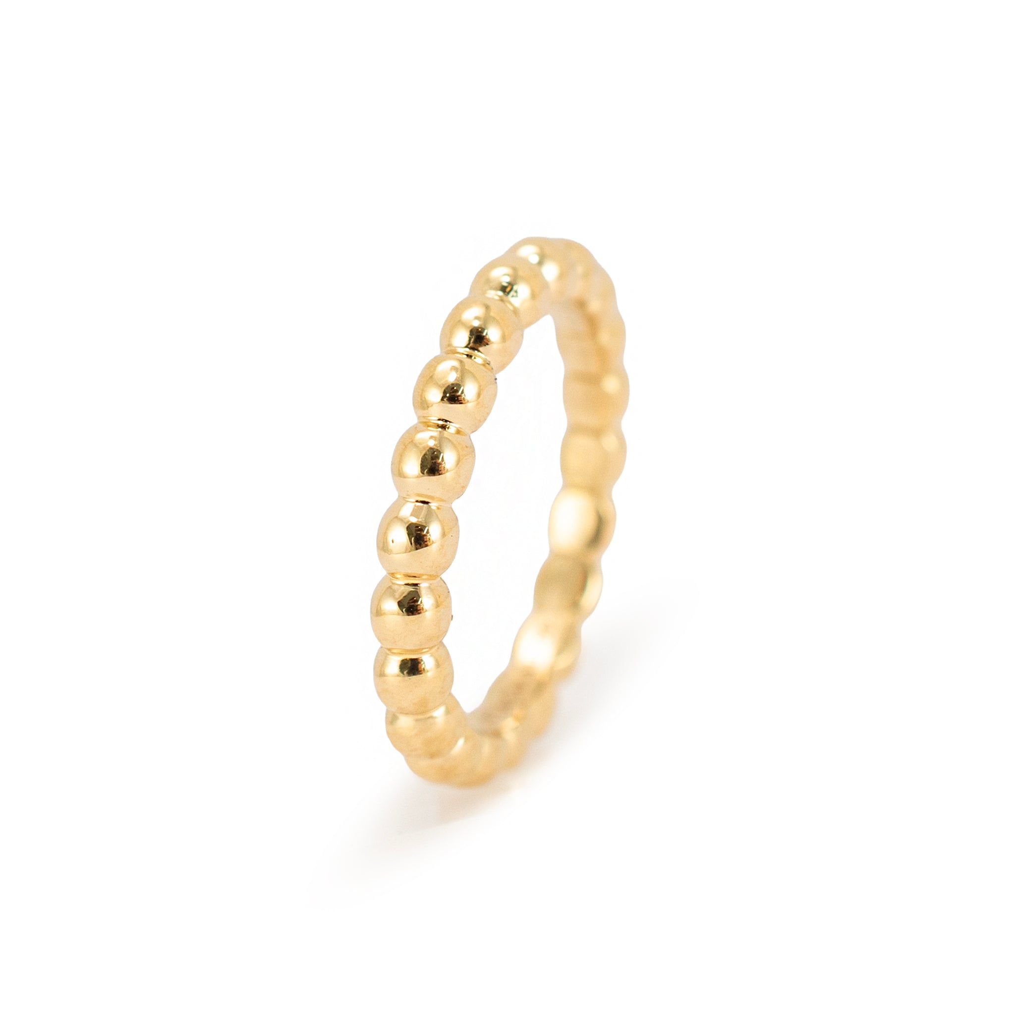 Tiffany & Co. 18K Yellow Gold Comfort-Fit Shank Ball Ziegfeld Beaded Band Ring