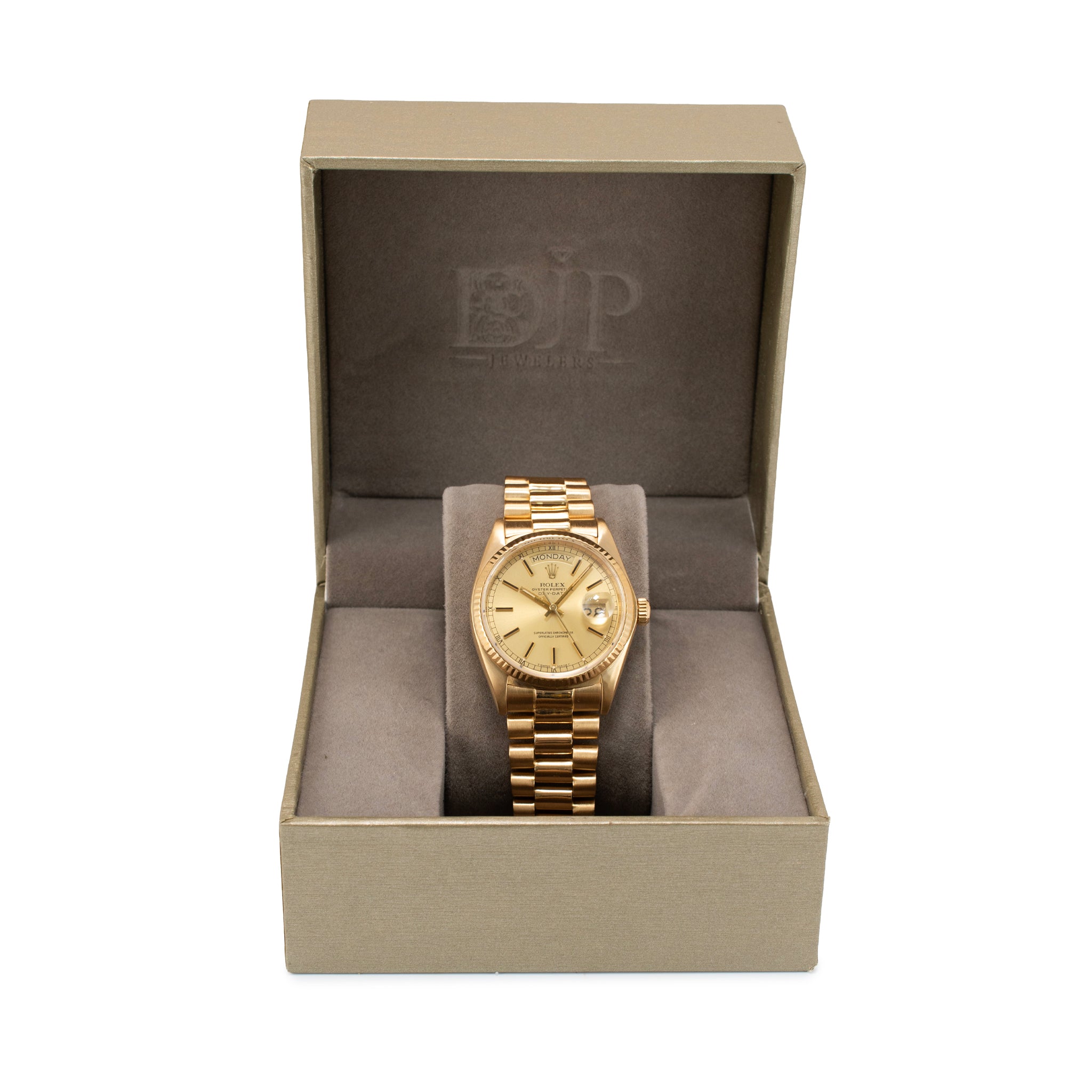 Rolex Day Date 36MM 18038 Champagne Dial Quick Set 18K Yellow Gold Watch