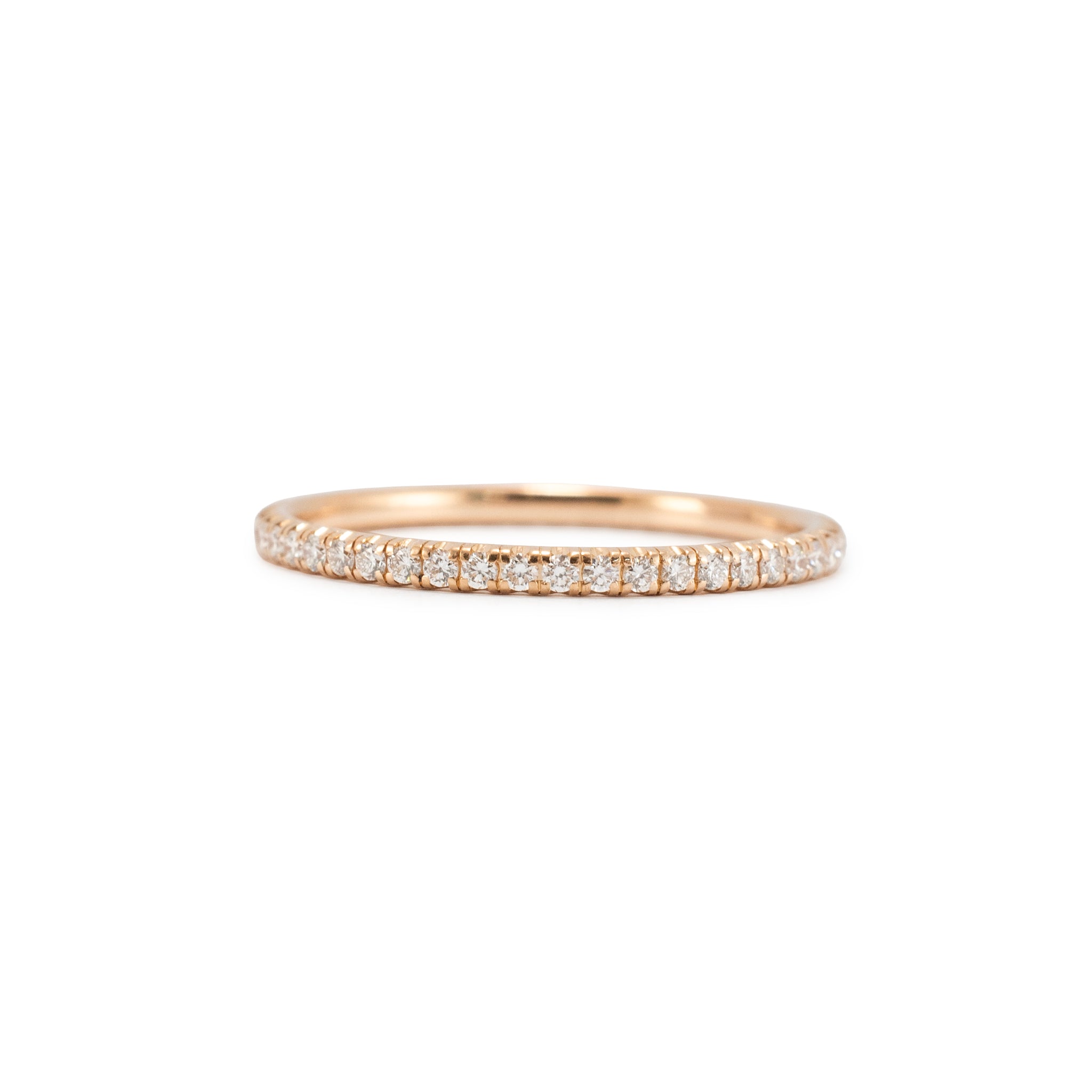 Cartier Etincelle de 18K Pink Gold Paved Diamond Full Eternity Wedding Band Ring