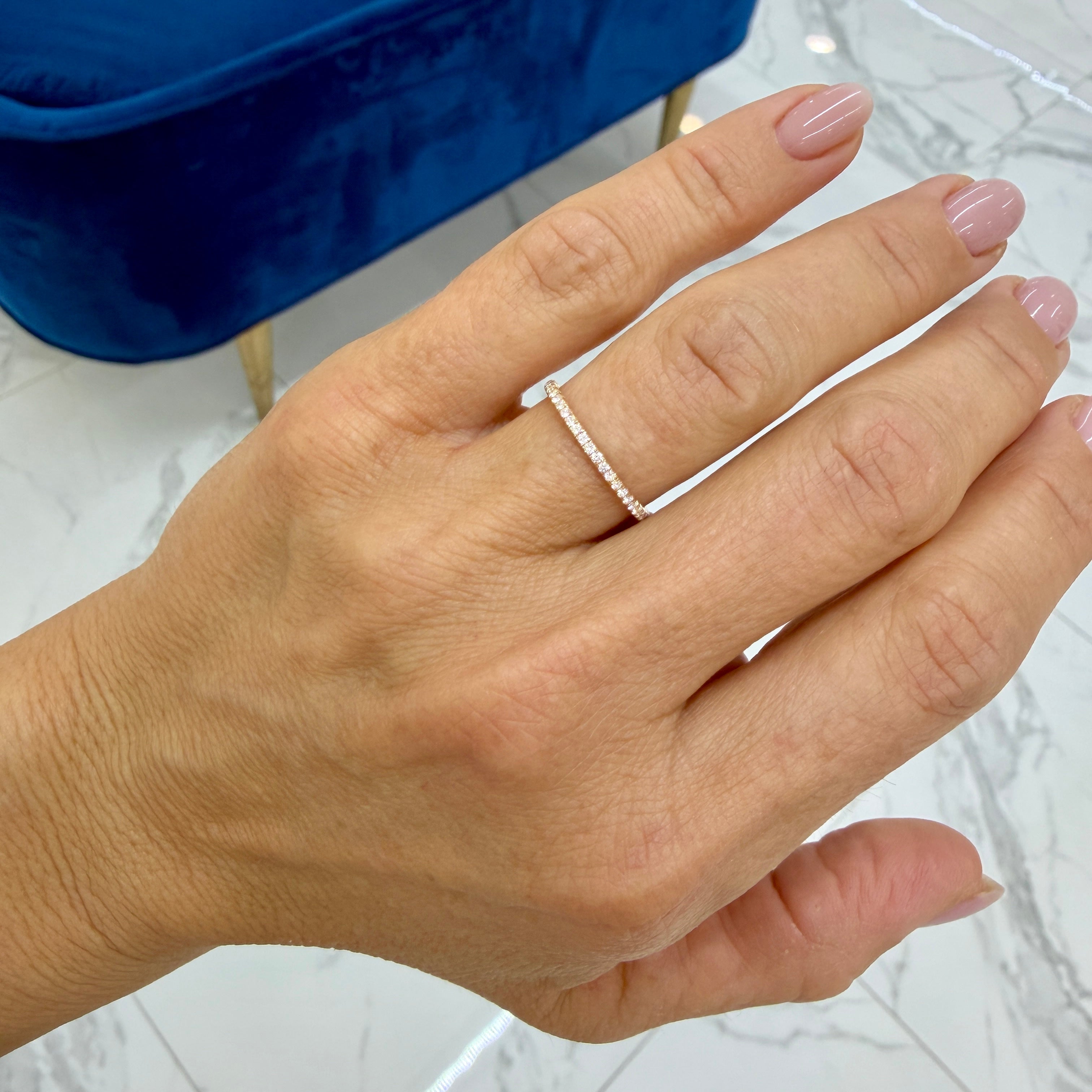 Cartier Etincelle de 18K Pink Gold Paved Diamond Full Eternity Wedding Band Ring