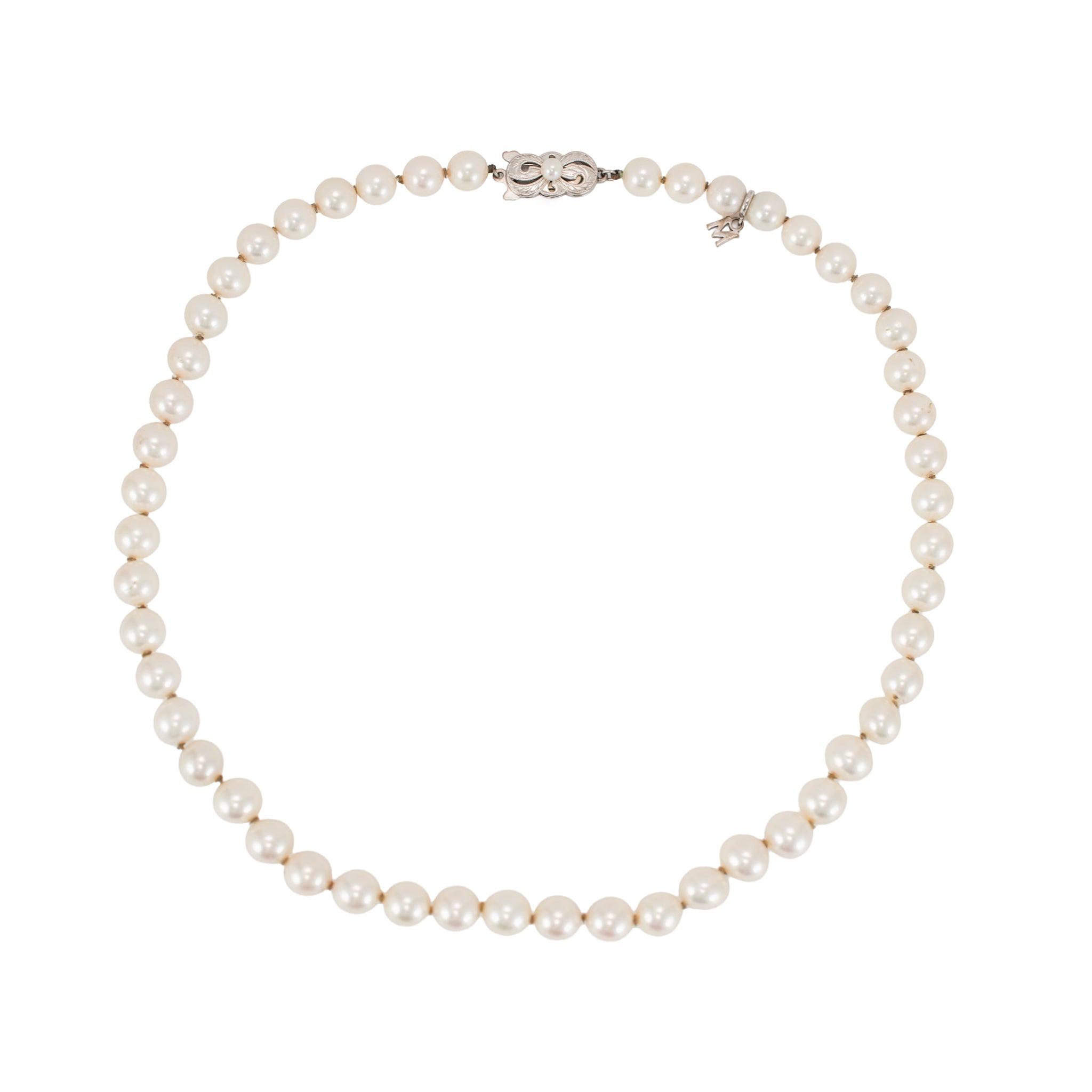 Mikimoto Classic 18K White Gold Akoya Cultured Pearl Strand Chain Necklace