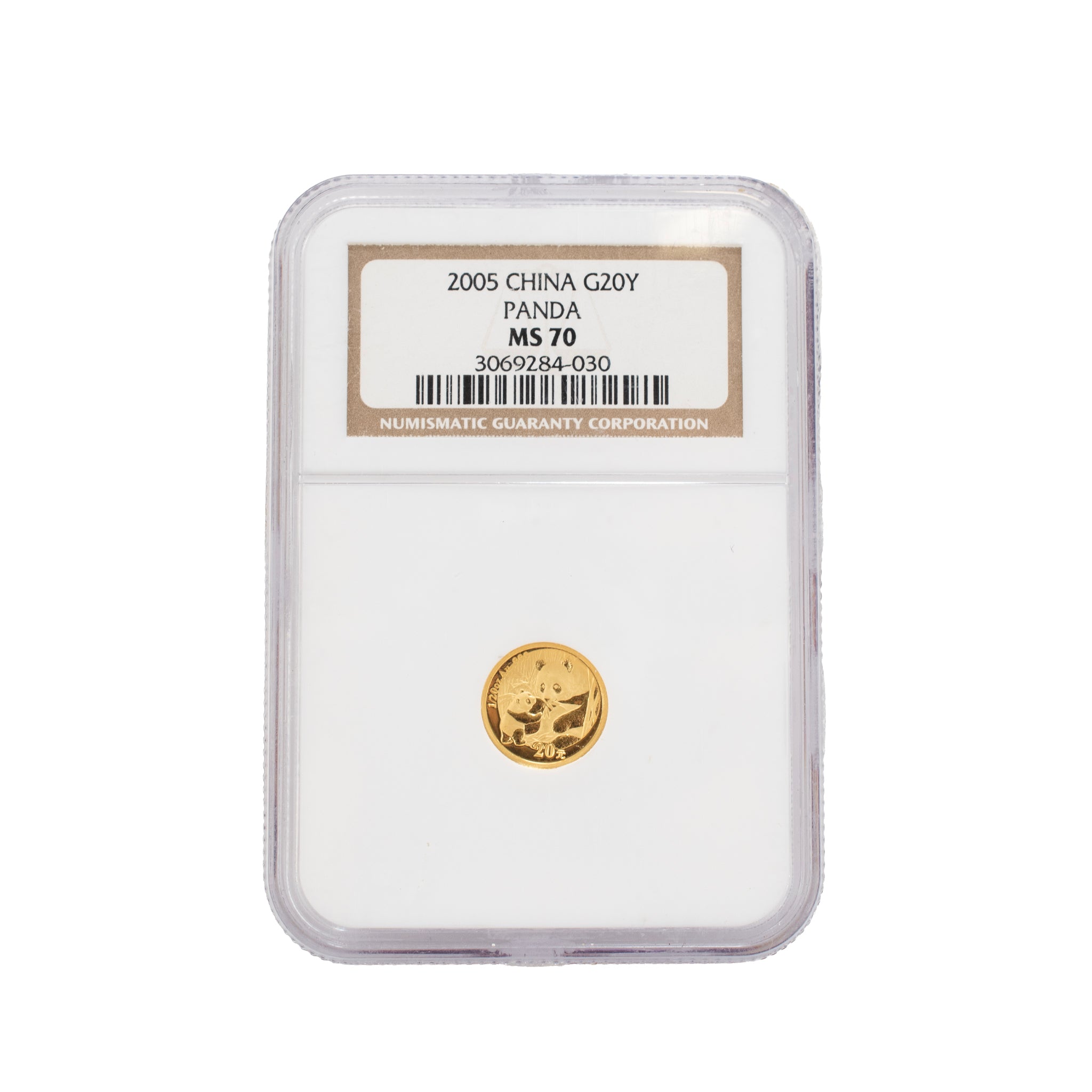 2005 China Panda 20 Yuan 20Y 1/20 Oz. Ngc MS70 Bullion 999 Gold Coin