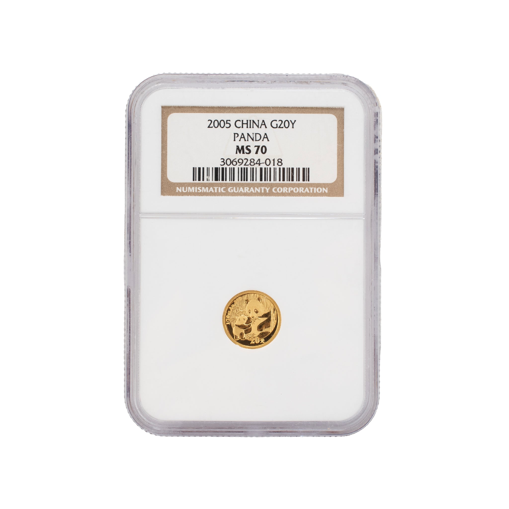 2005 China Panda 20 Yuan 20Y 1/20 Oz. Ngc MS70 Bullion 999 Gold Coin