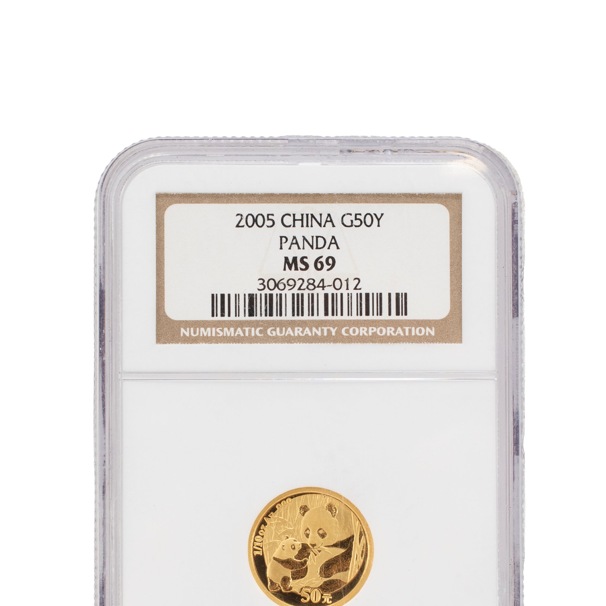 2005 China Panda 50 Yuan 50Y 1/10 Oz. Ngc MS69 Bullion 999 Gold Coin