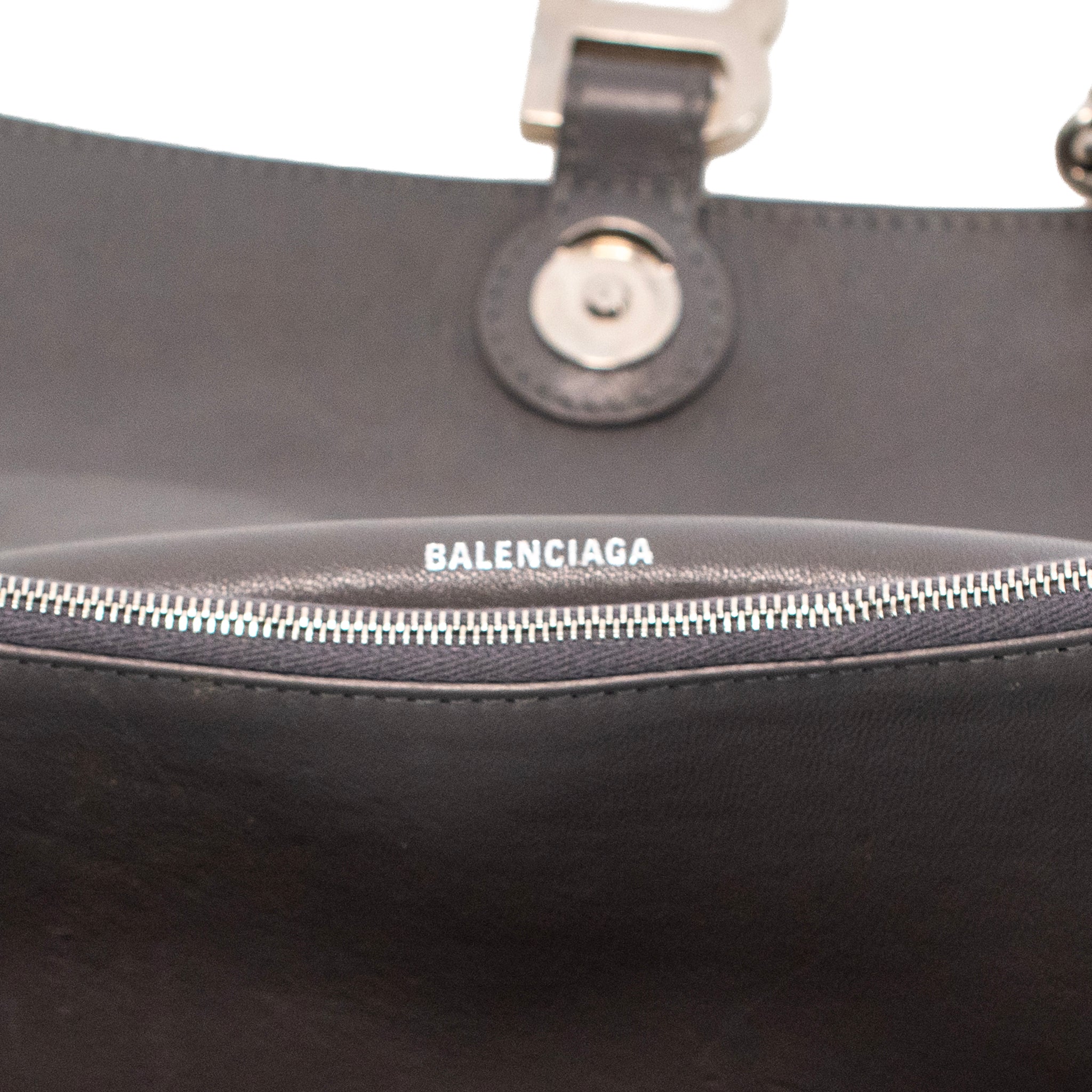 Balenciaga Gray Leather Silver Hardware Crush Chain Medium Flap Shoulder Bag