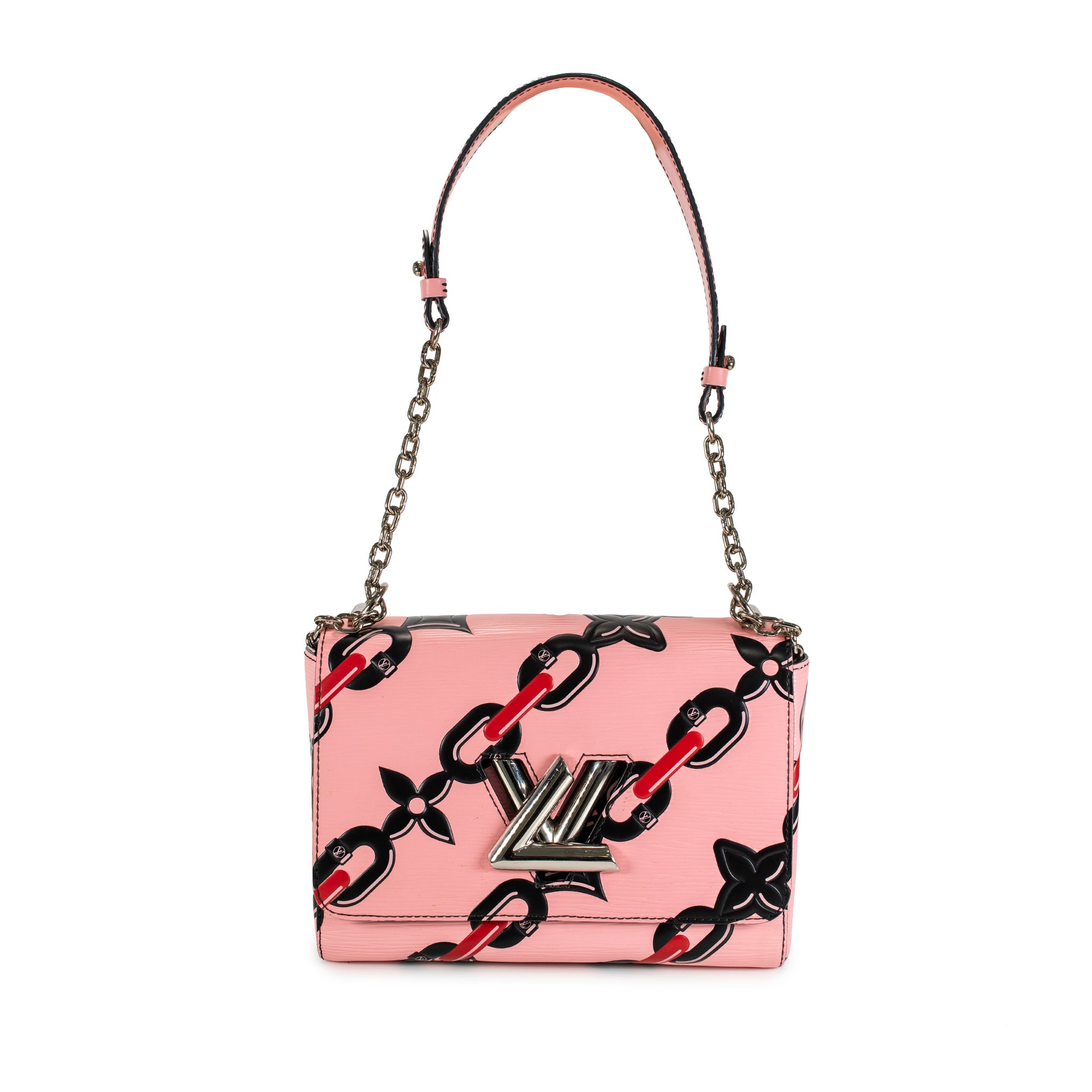 Louis Vuitton Twist MM Epi Leather Chain Flower Print Pink Crossbody Bag