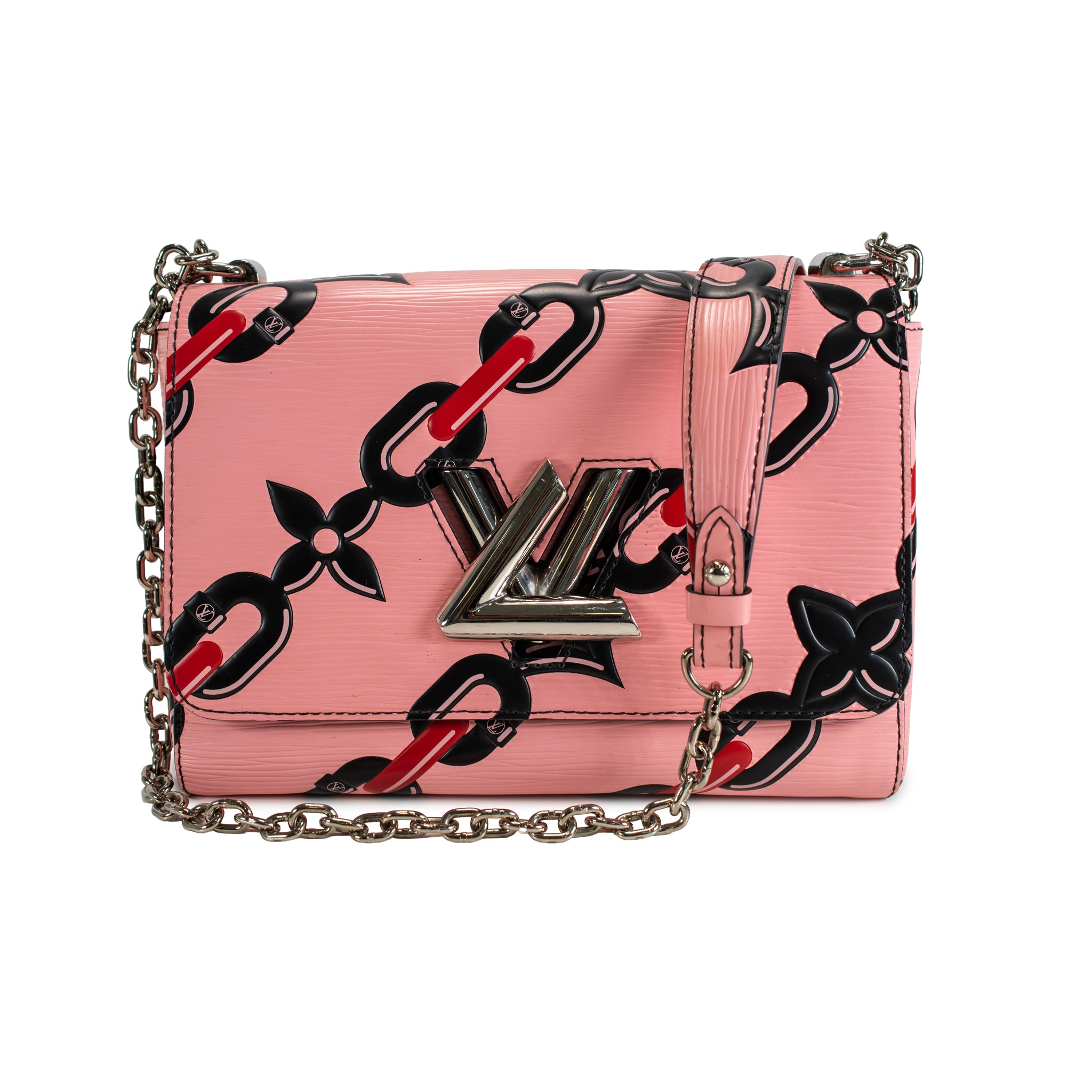 Louis Vuitton Twist MM Epi Leather Chain Flower Print Pink Crossbody Bag