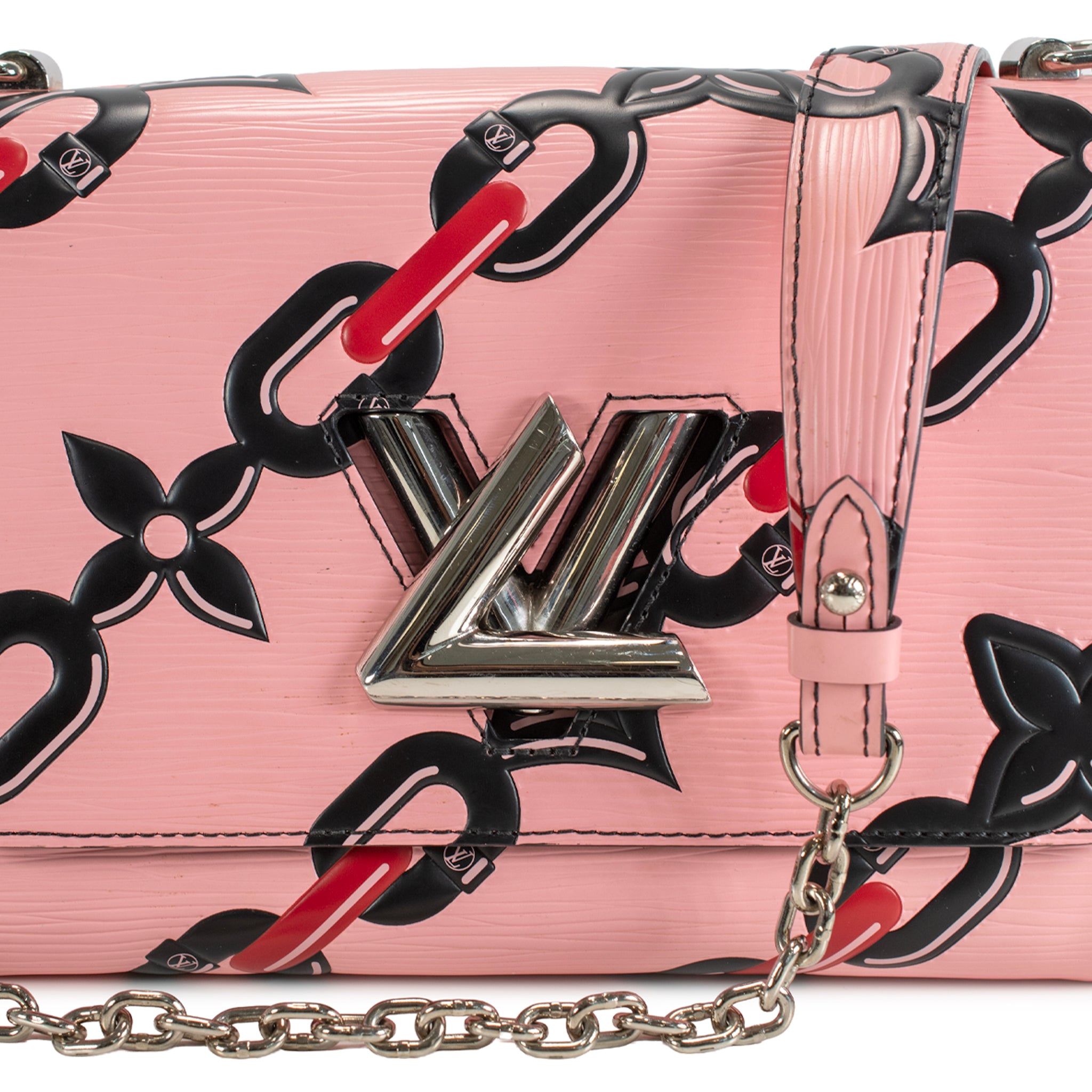Louis Vuitton Twist MM Epi Leather Chain Flower Print Pink Crossbody Bag