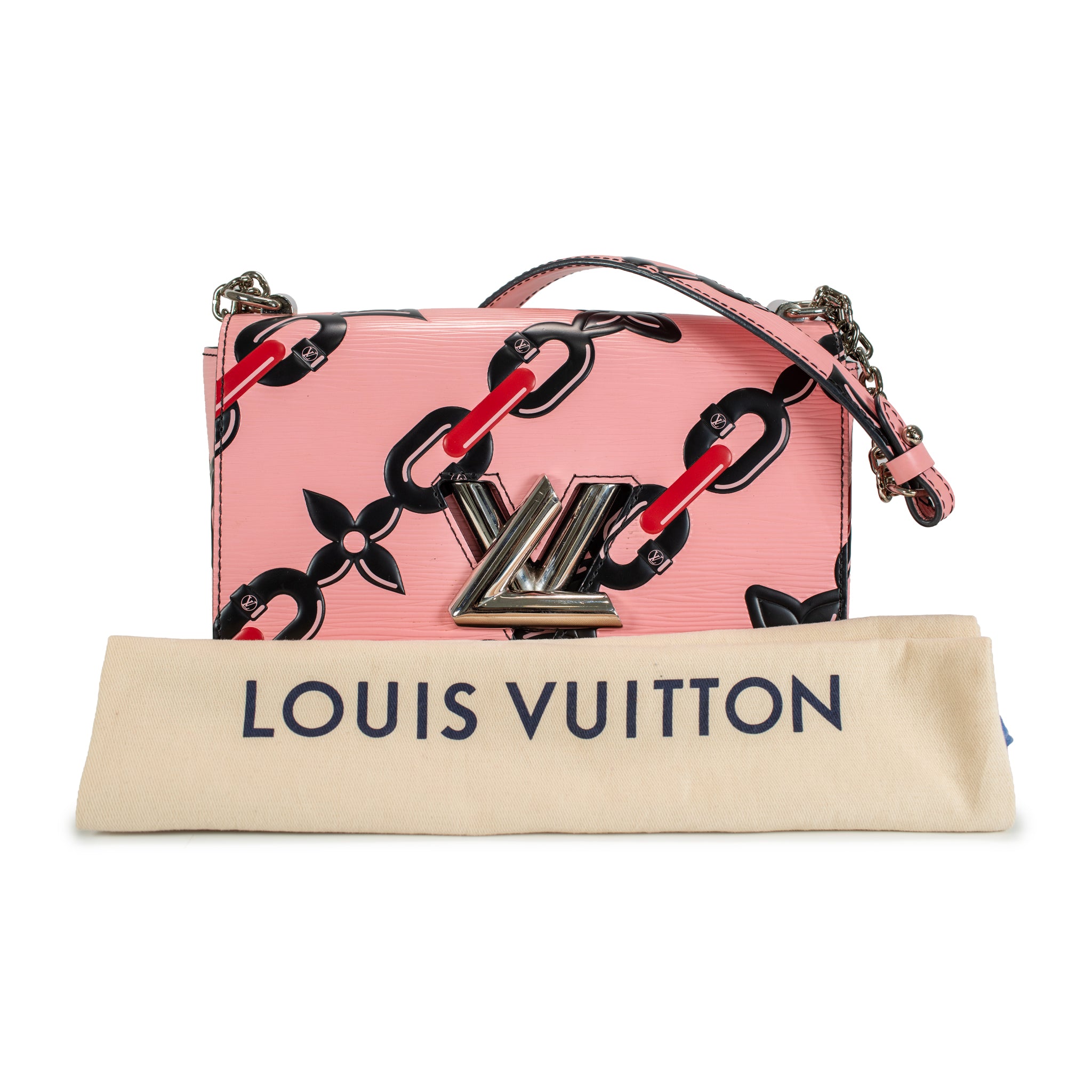 Louis Vuitton Twist MM Epi Leather Chain Flower Print Pink Crossbody Bag