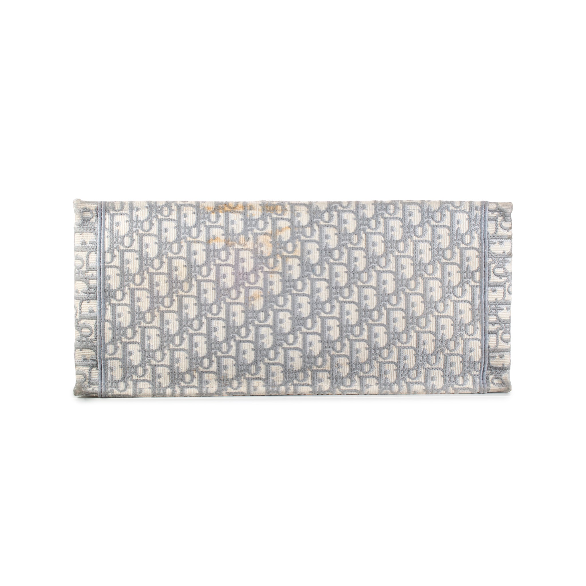 Christian Dior Book Medium Oblique Embroidery Gray Canvas Tote Bag