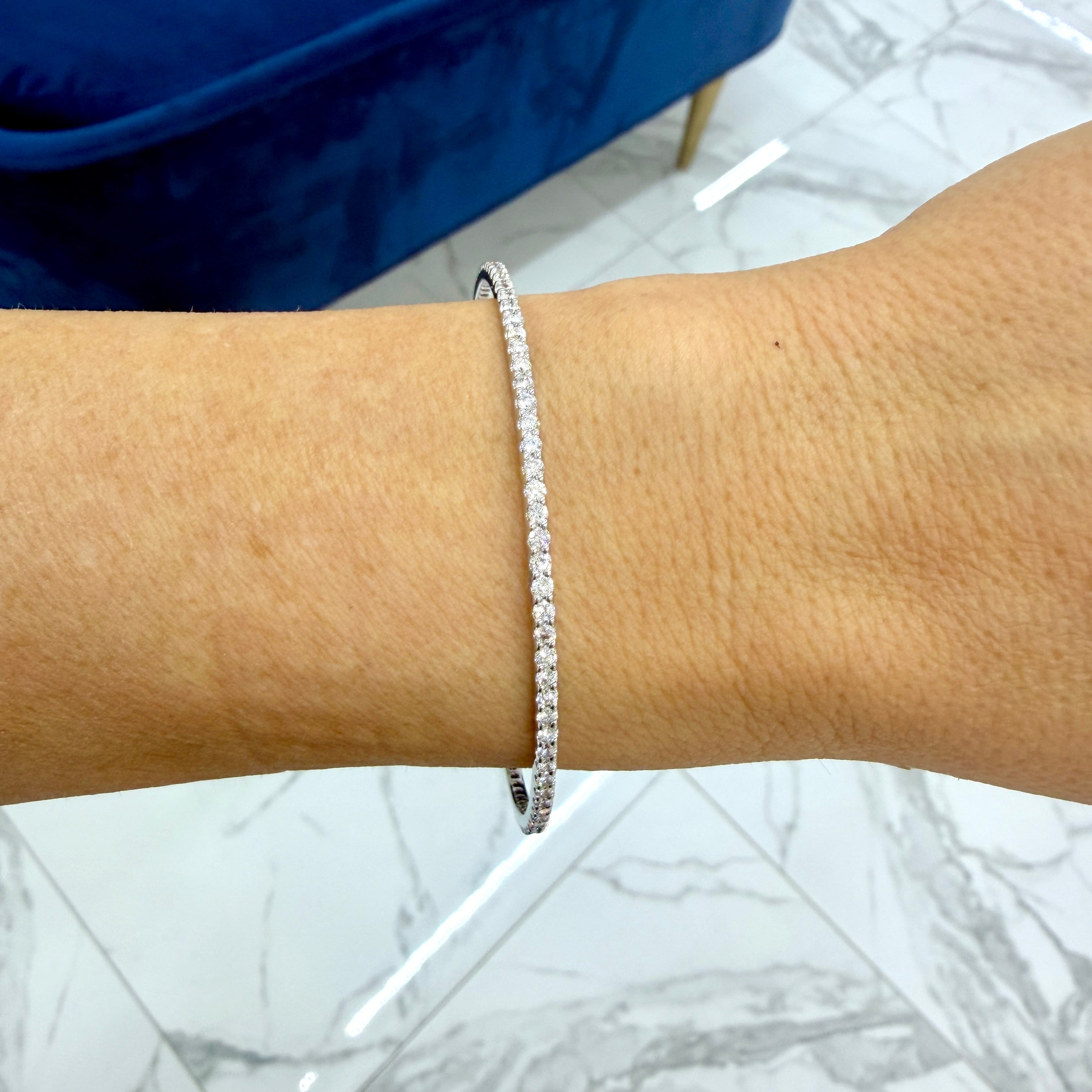 Sonia B Designs 14K White Gold 2.69ct Diamond Full Eternity Bangle Bracelet