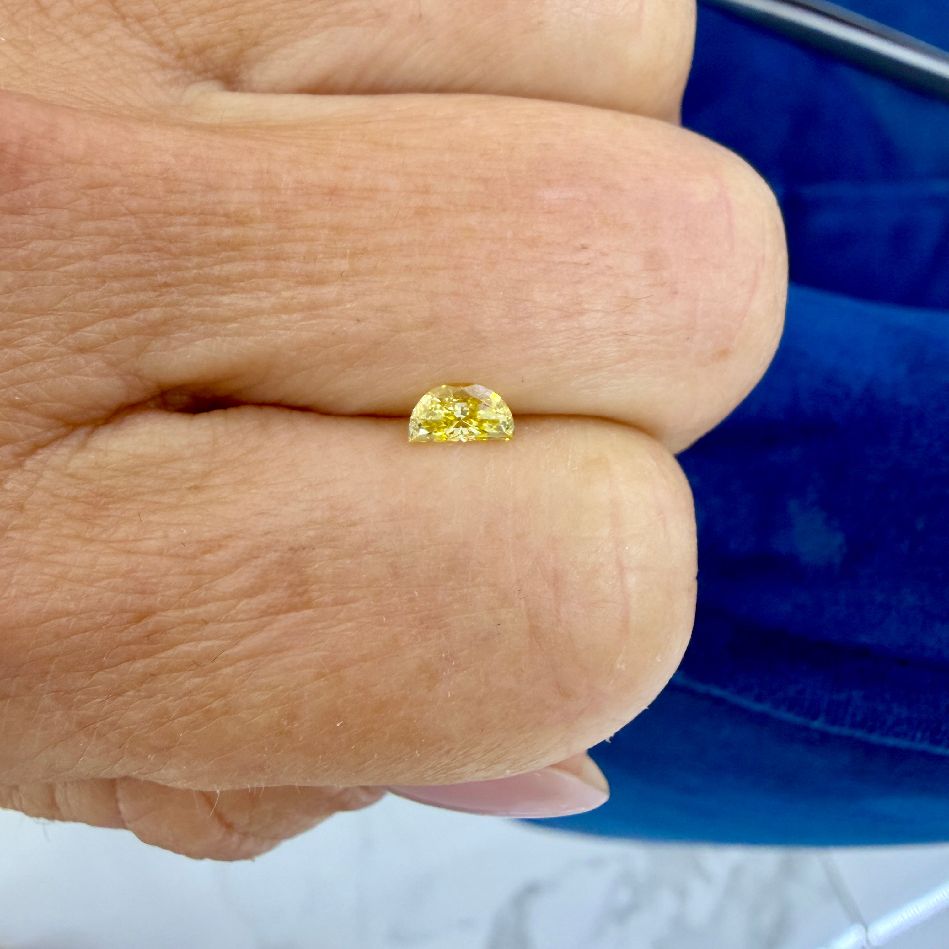 Natural 0.24ct Gia Treated Fancy Intense Yellow Half Moon Cut Loose Diamond