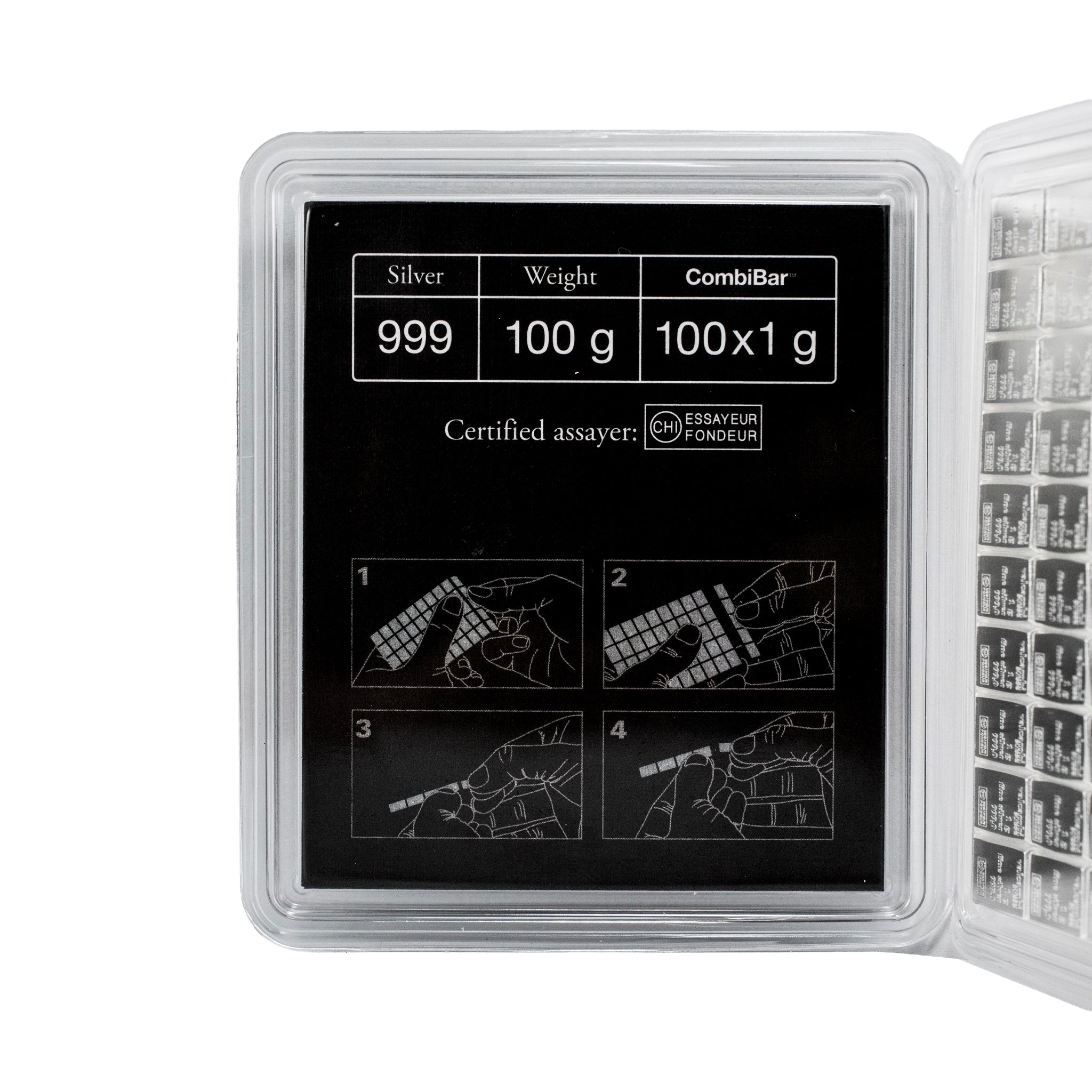 Valcambi Suisse Combi Bar Set 999 Fine Silver 100 x 1g Bullion Bar Set