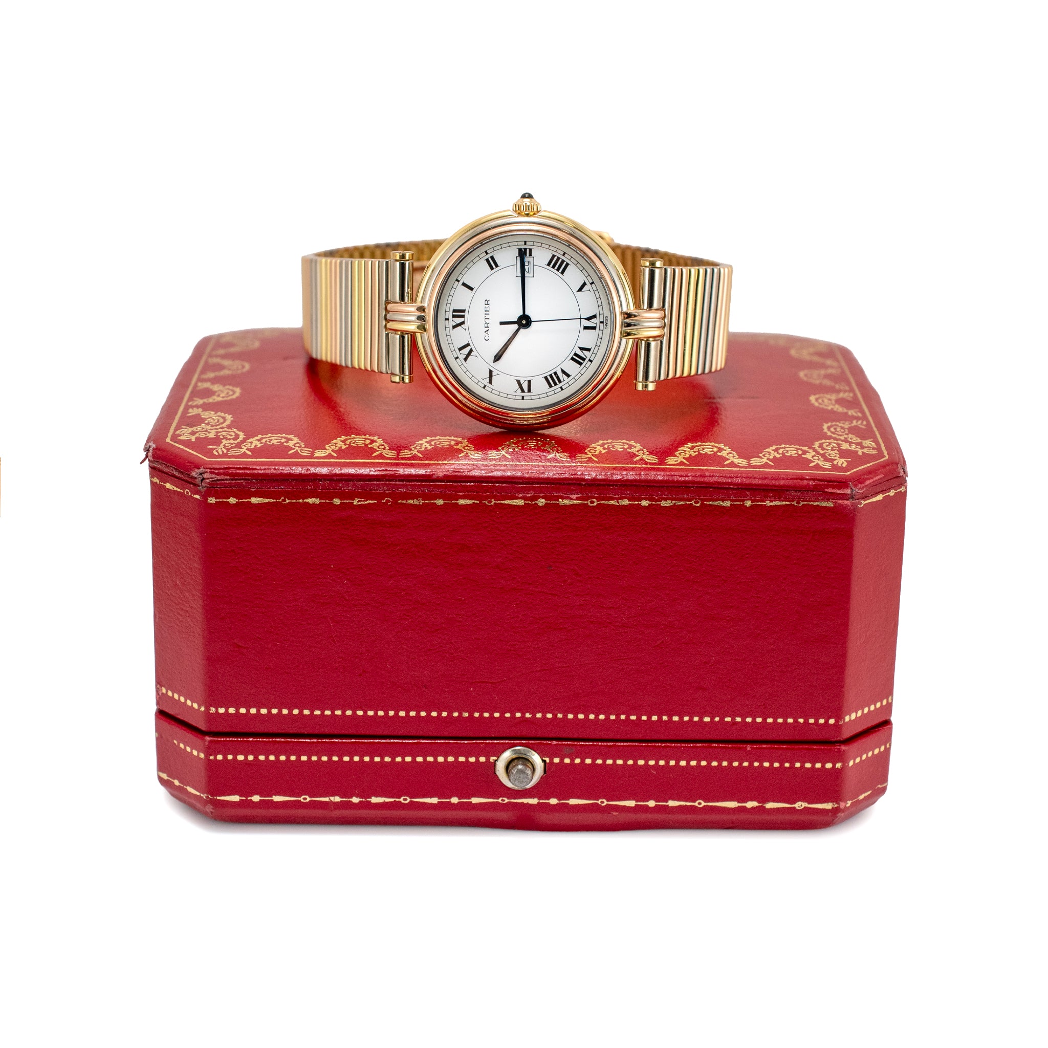 Vintage Ladies Cartier Panthere Vendome 30MM Ref 8100 18K Tri-Color Gold Quartz Watch