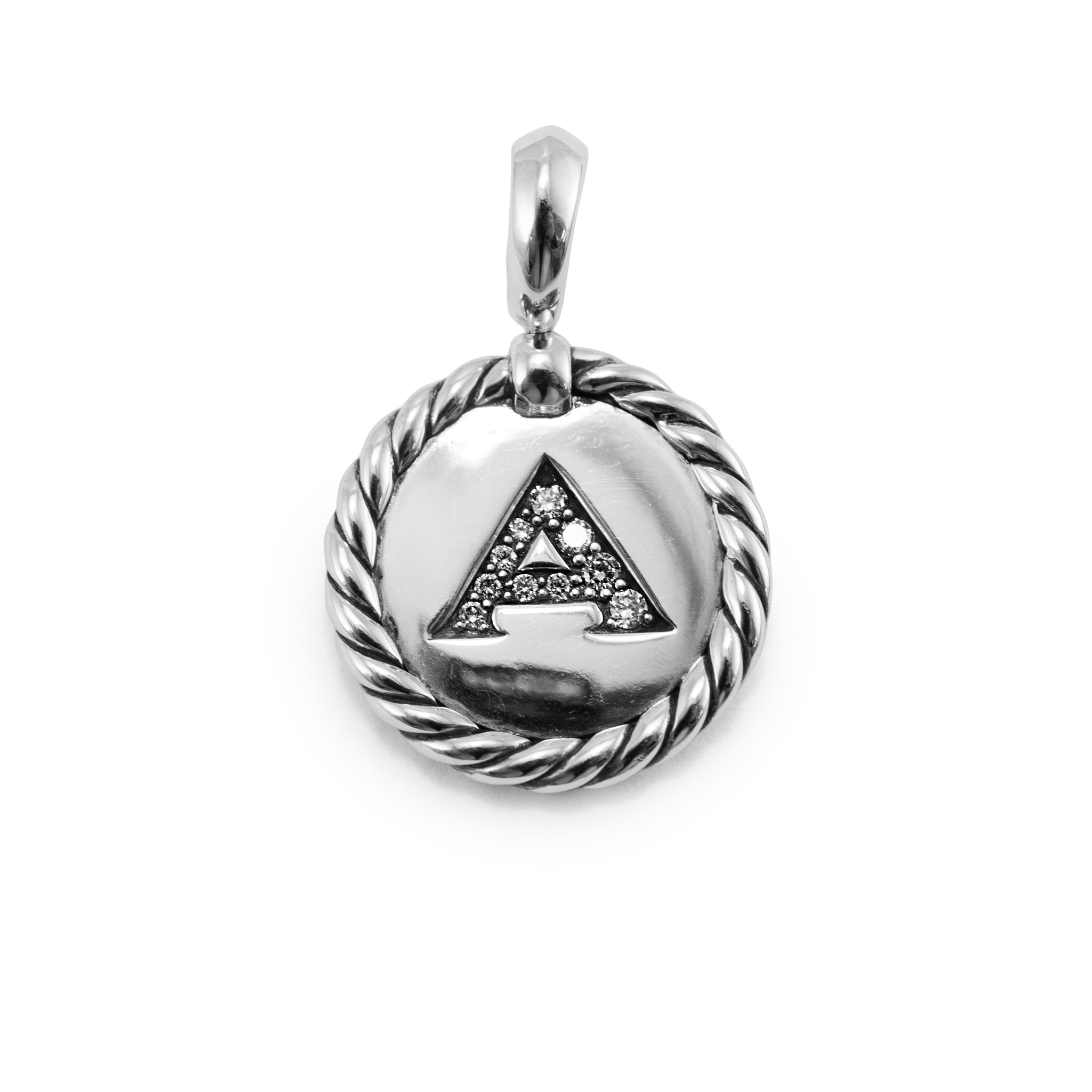 David Yurman Cable Collectibles 925 Silver Diamond “A” Initial Charm Pendant