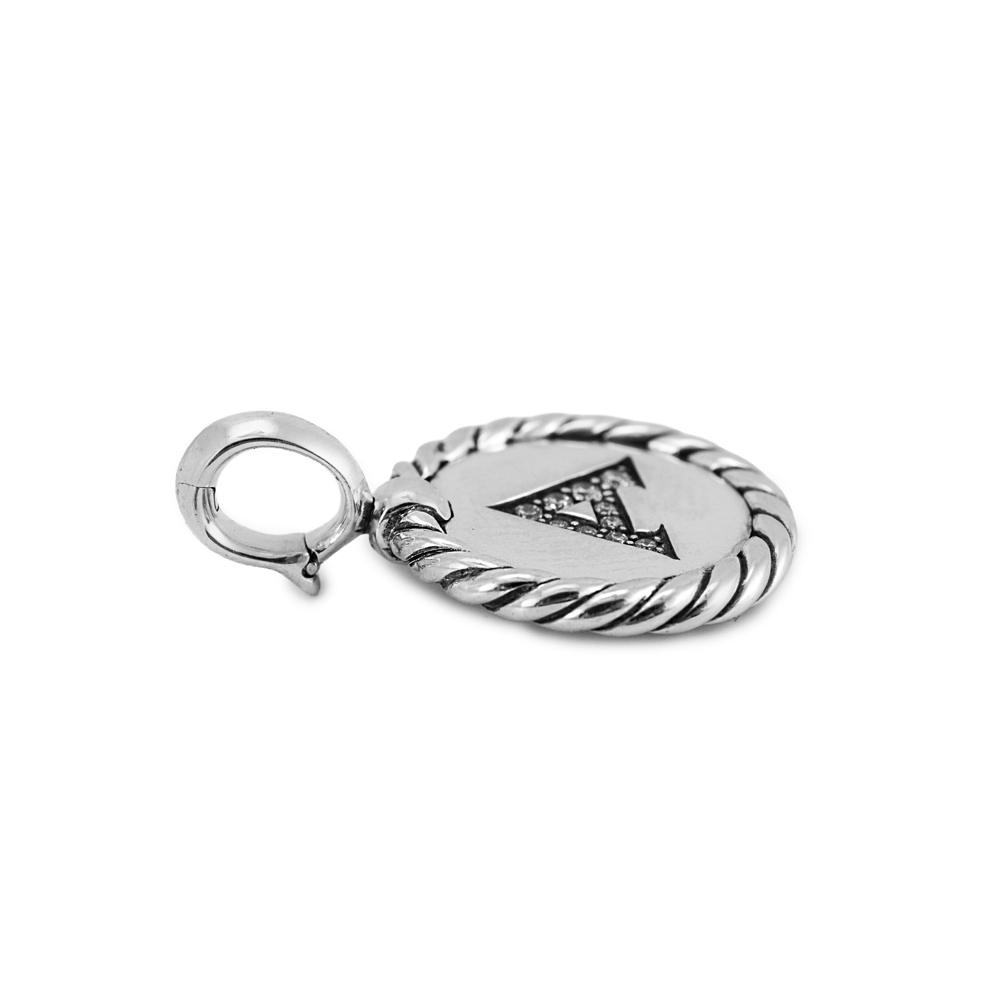 David Yurman Cable Collectibles 925 Silver Diamond “A” Initial Charm Pendant