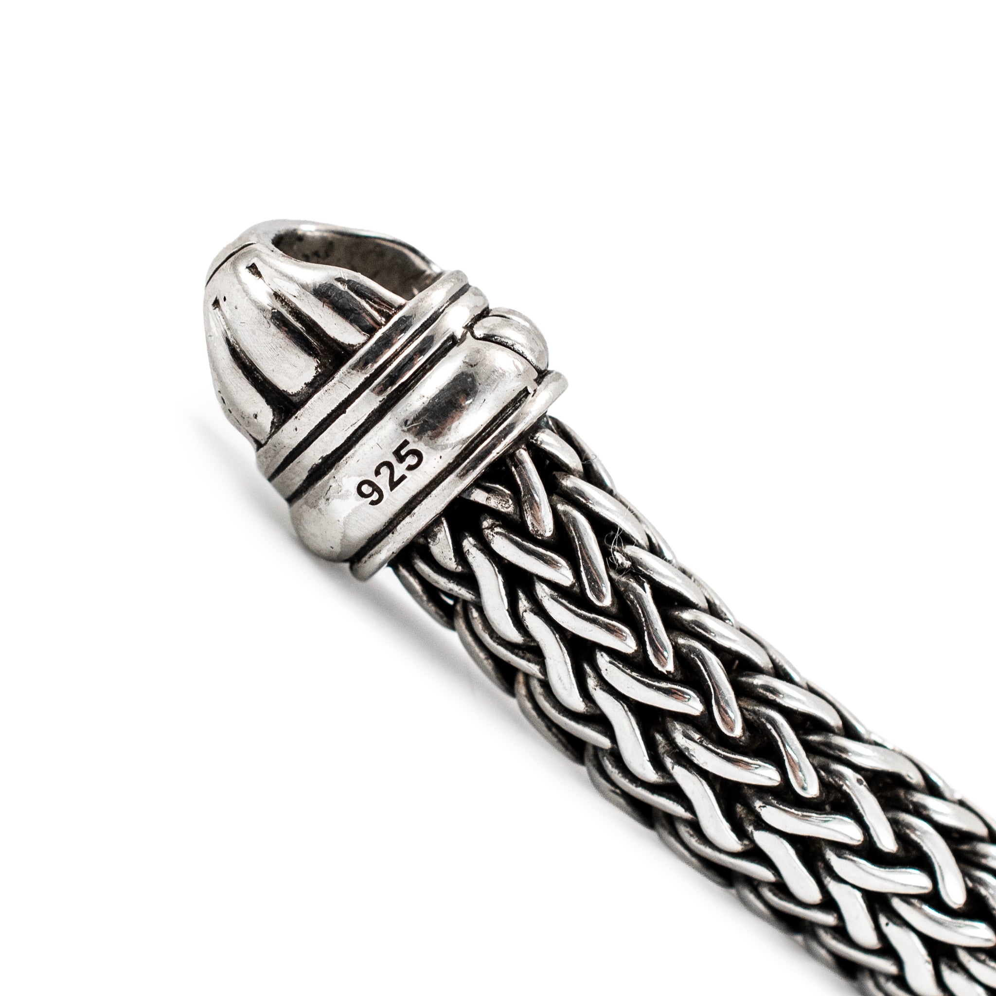 Men’s Effy Silver 10.20 CT Malachite Braided Chain Wheat Mesh Link Bracelet