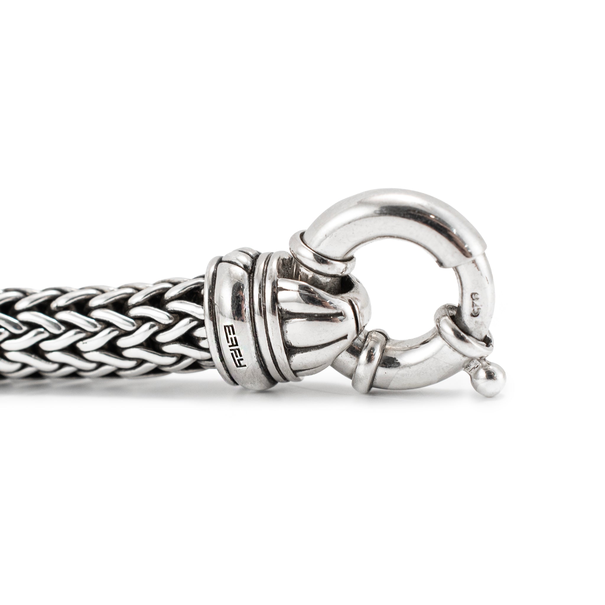 Men’s Effy Silver 10.20 CT Malachite Braided Chain Wheat Mesh Link Bracelet