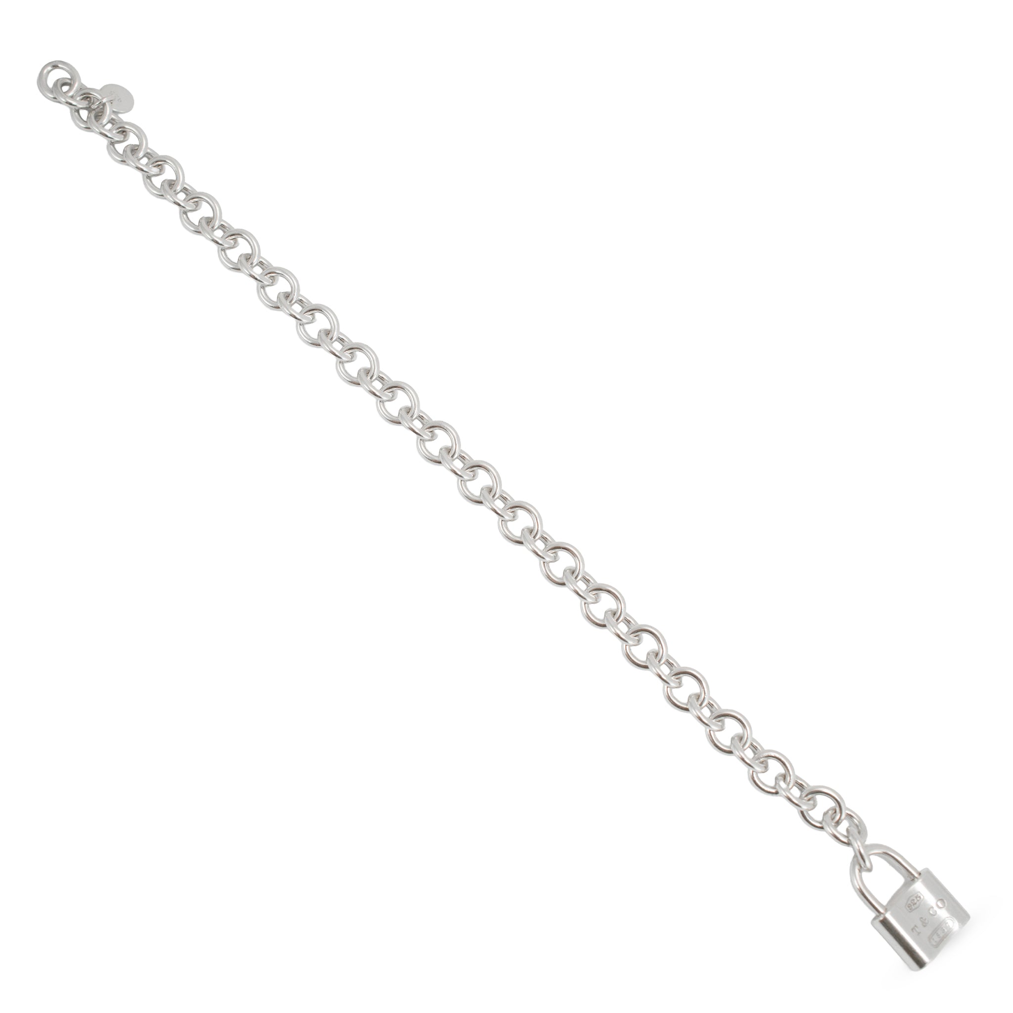 Tiffany & Co. 1837 Cadena Lock 925 Sterling Silver Charm Link Bracelet