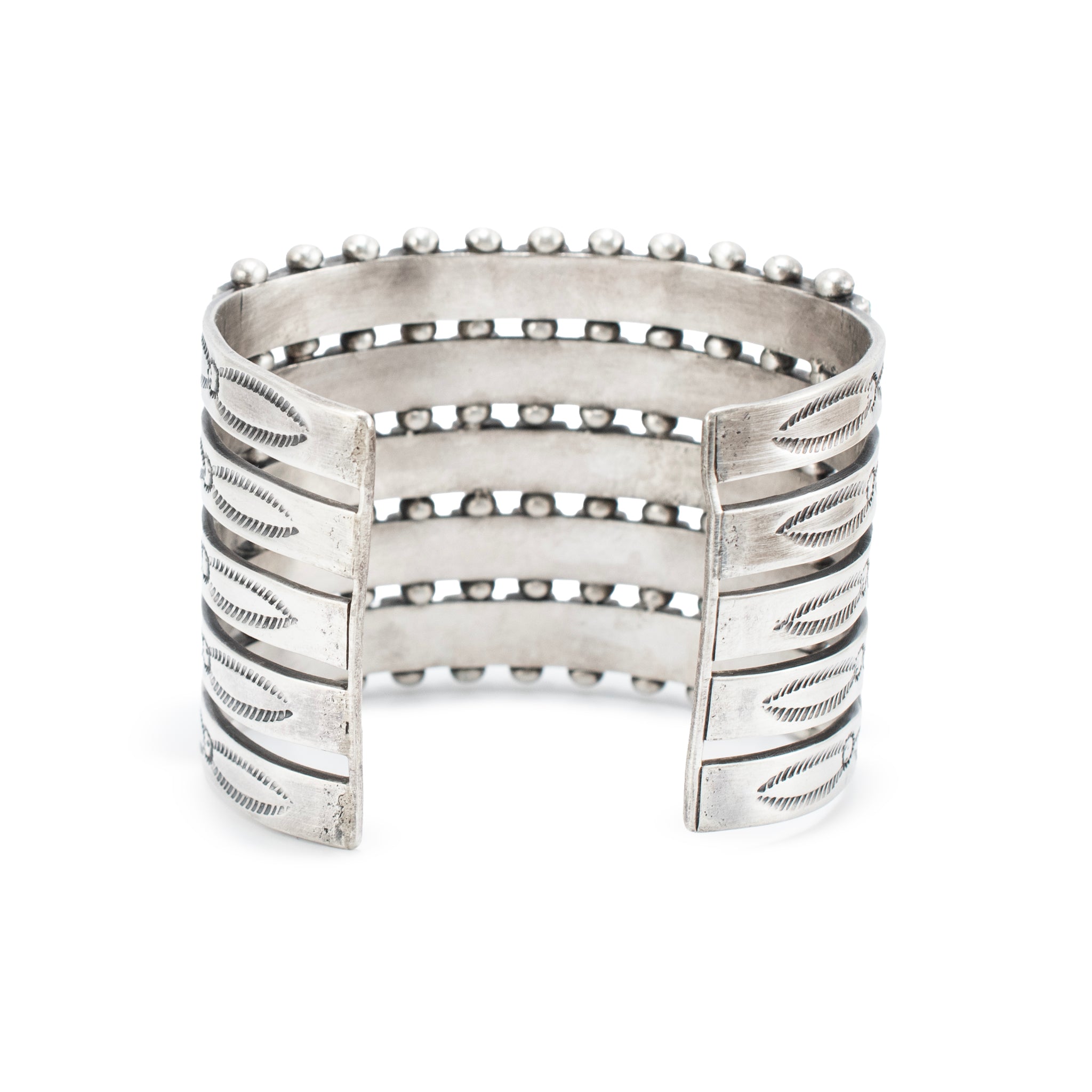 Vintage Sterling Silver Native American Five Row Turquoise Cuff Bracelet