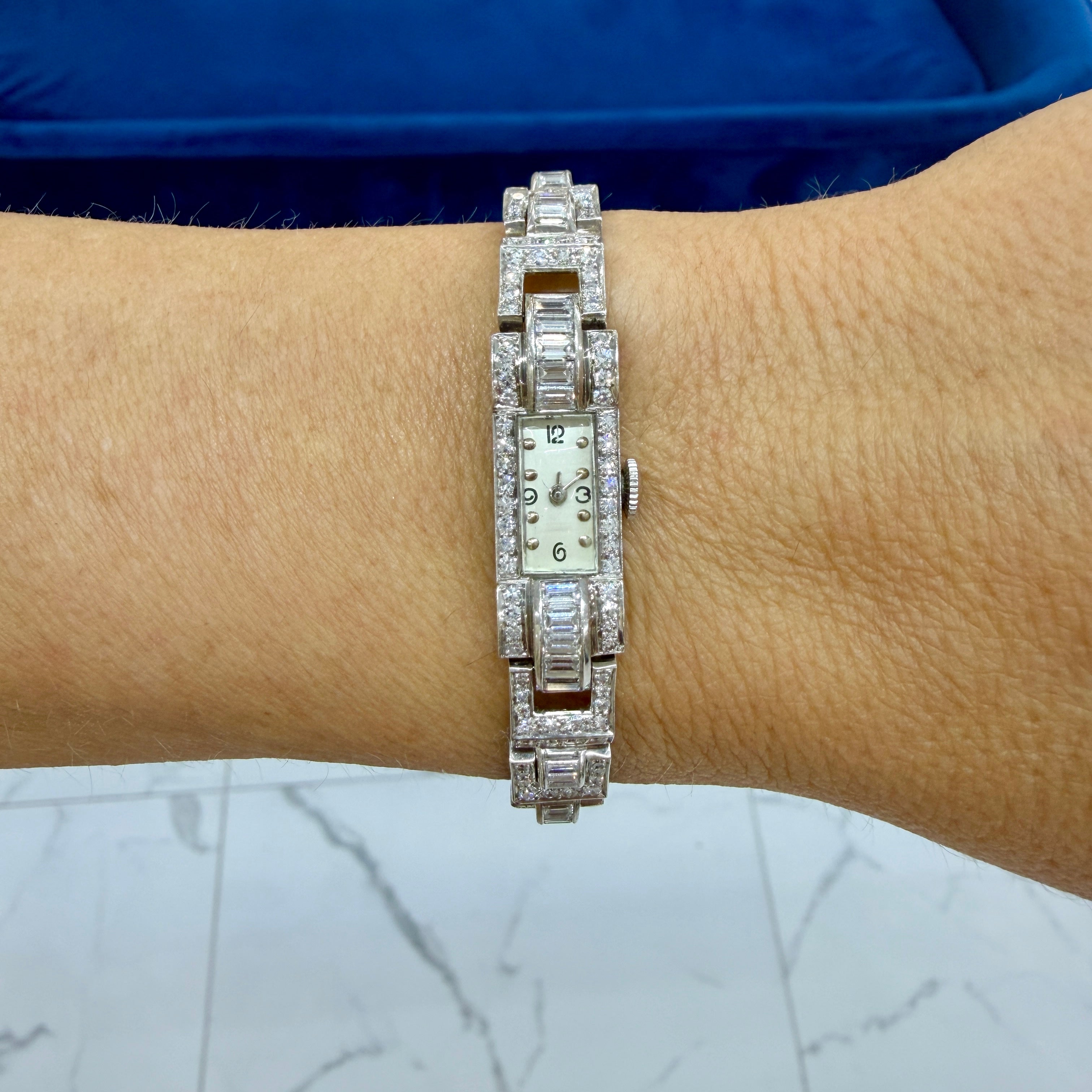 Ladies Vintage Antique Art Deco Blancpain 10MM 7.40ctw Diamond Manual Watch