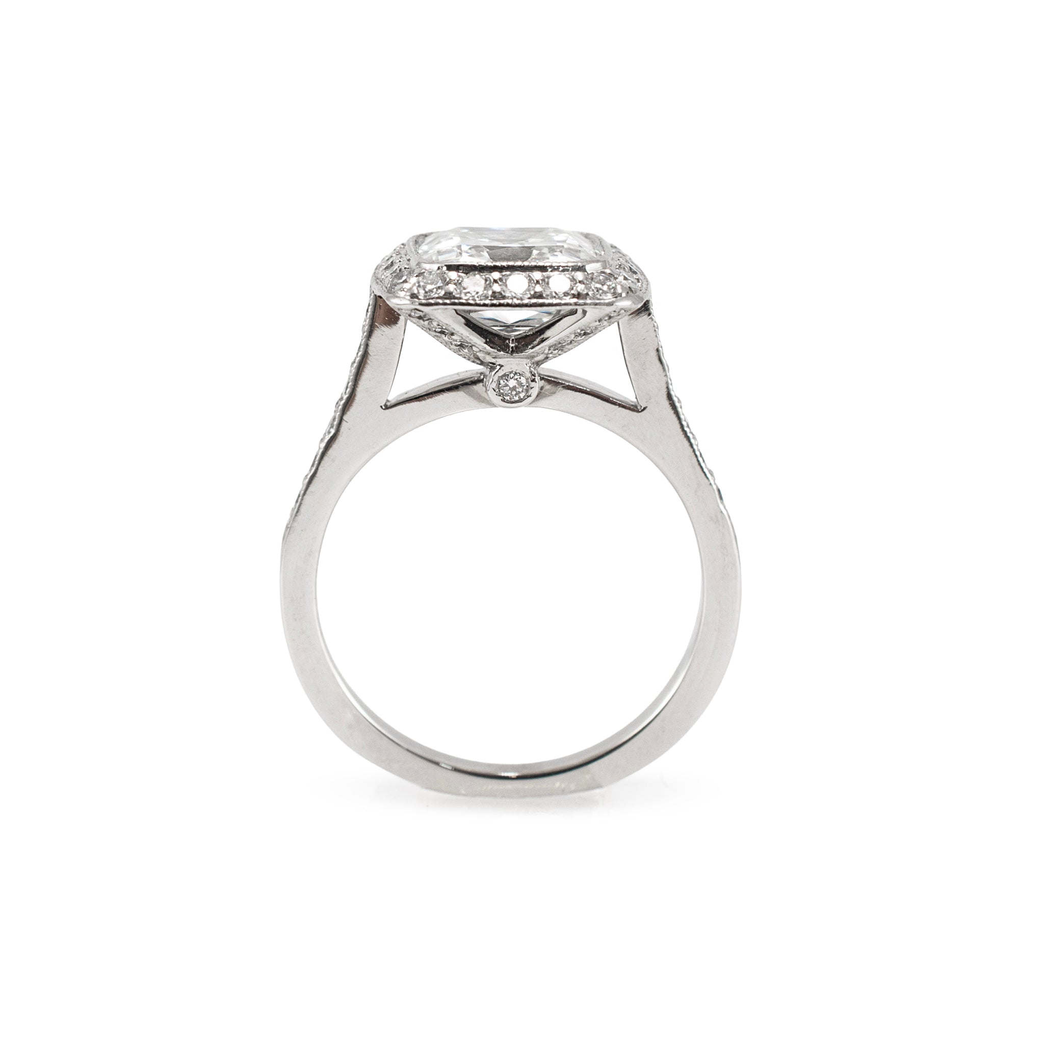 Tiffany & Co. PT950 2.73ctw Cushion Cut Diamond Halo Engagement Ring