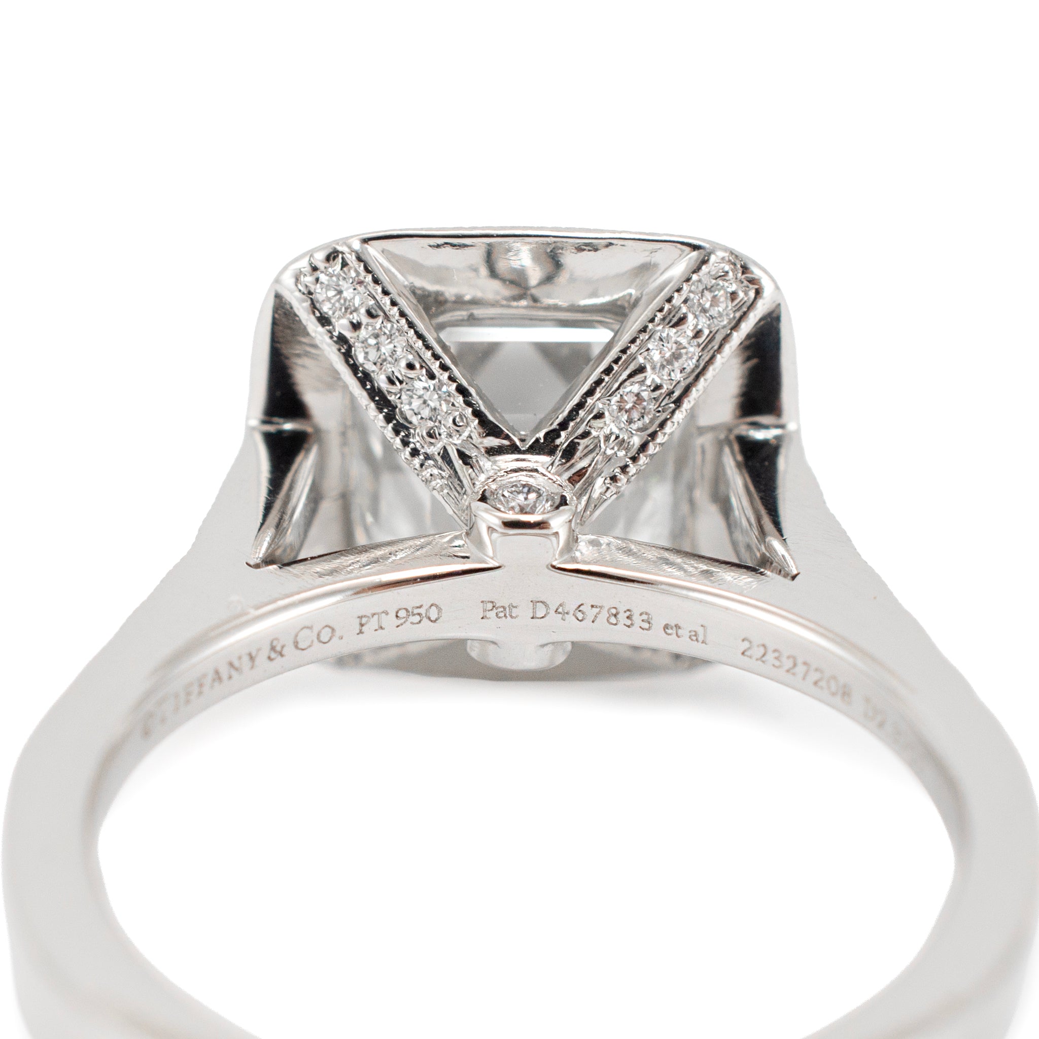 Tiffany & Co. PT950 2.73ctw Cushion Cut Diamond Halo Engagement Ring