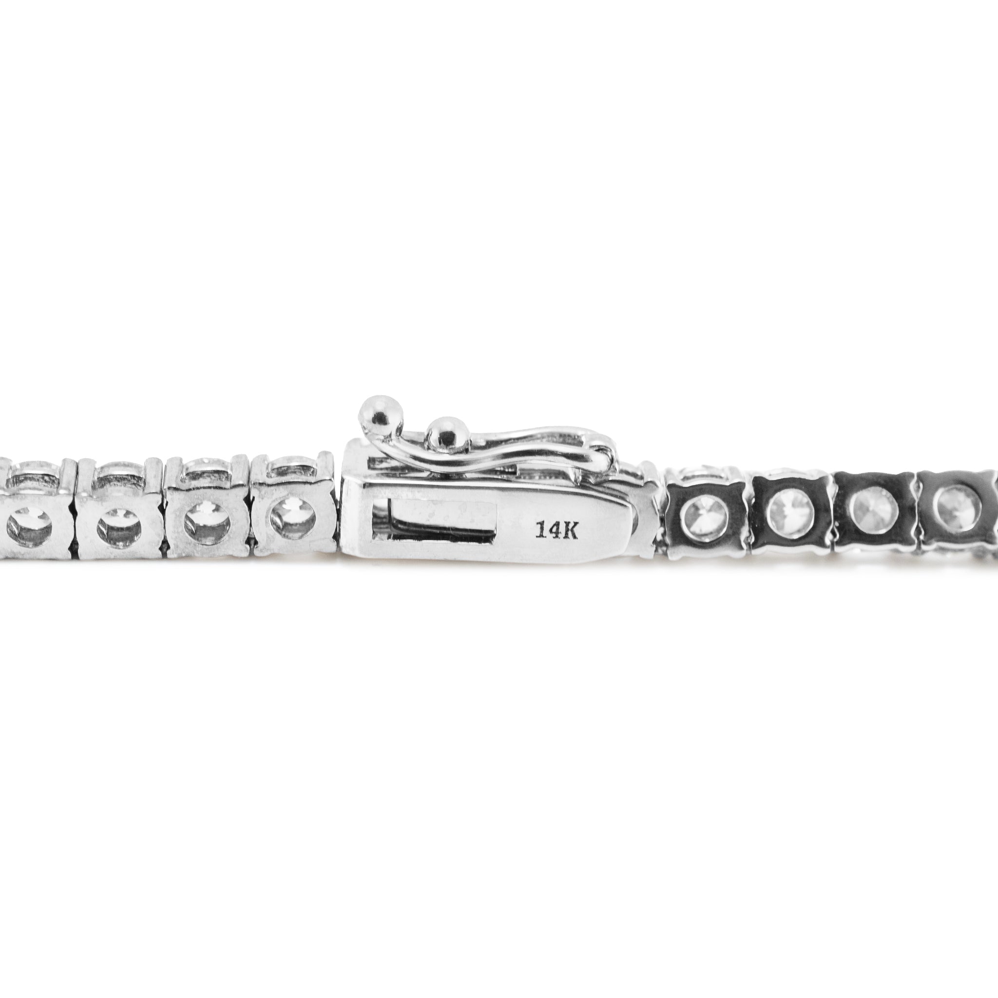 14K White Gold 14.44ct Round Diamond 4 Prongs Princess Chain Tennis Necklace