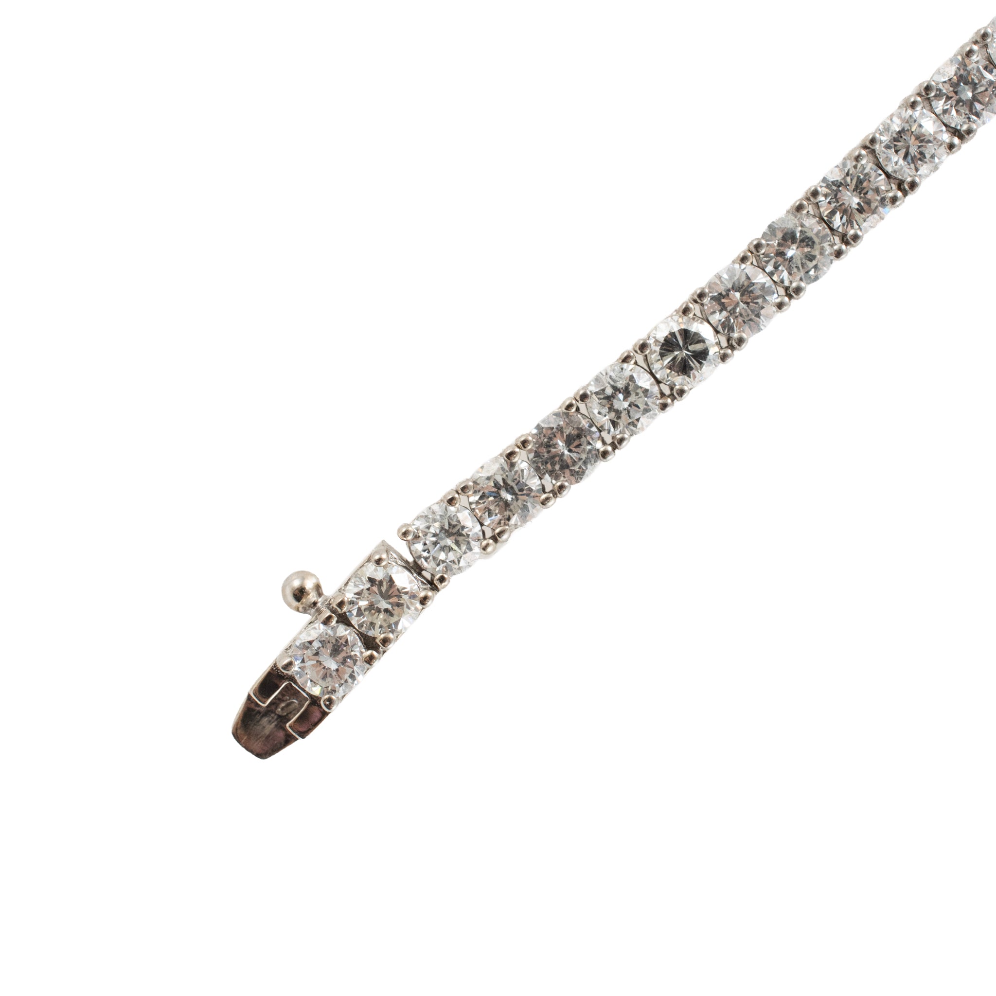 14K White Gold 14.44ct Round Diamond 4 Prongs Princess Chain Tennis Necklace
